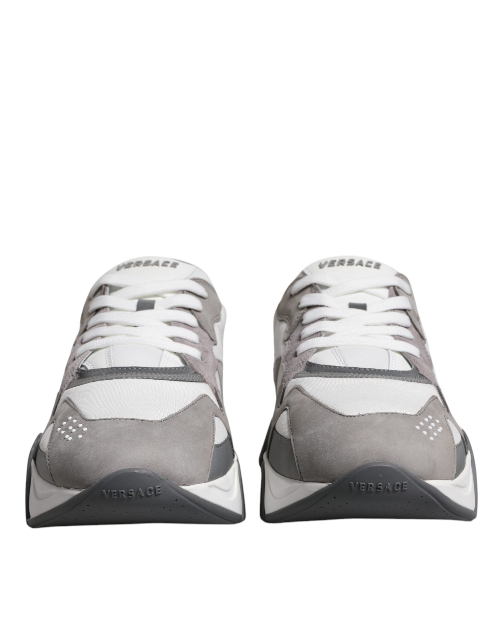 Versace Grey Leather Neoprene Chunky Low Top Squalo Sneakers Shoes LUNESCAPE