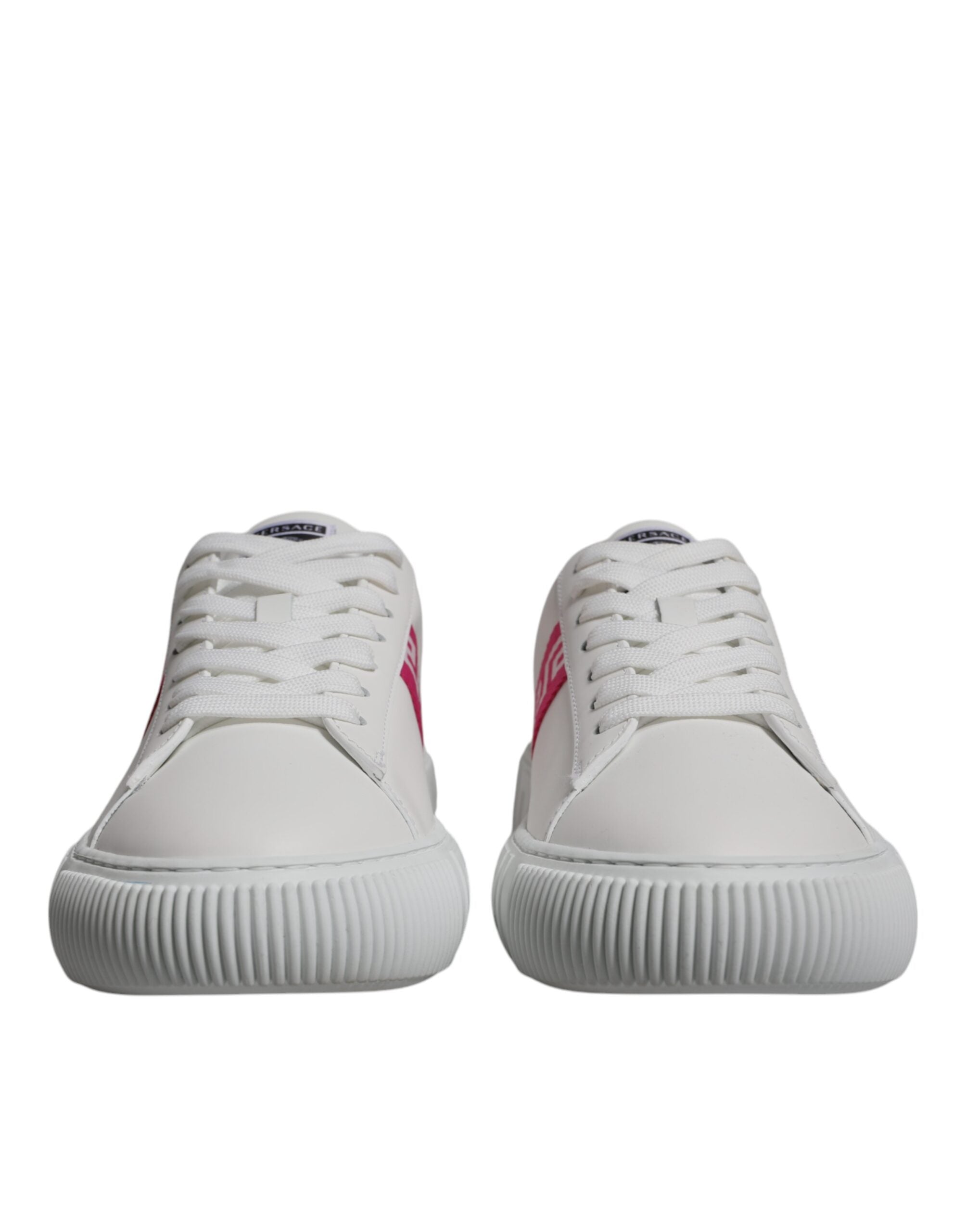 Versace White Pink Greca Print Platform Low Top Sneakers Shoes LUNESCAPE