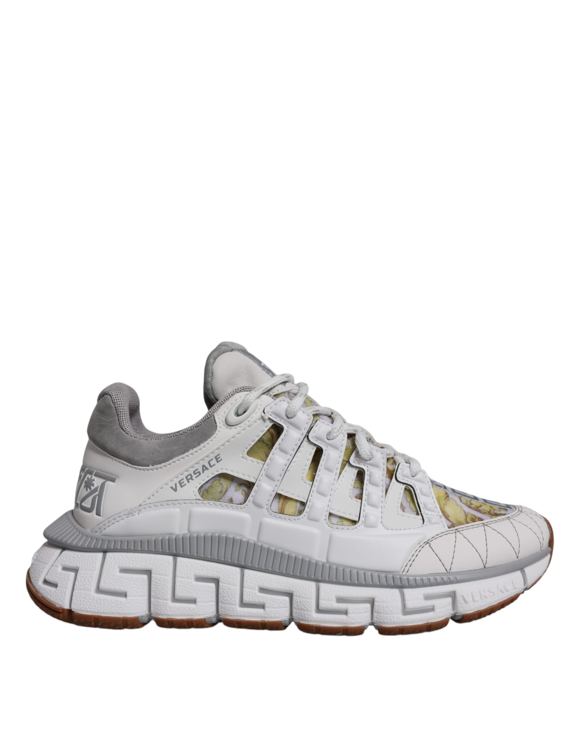 Versace White Trigreca Barocco Print Low Top Sneakers Shoes LUNESCAPE
