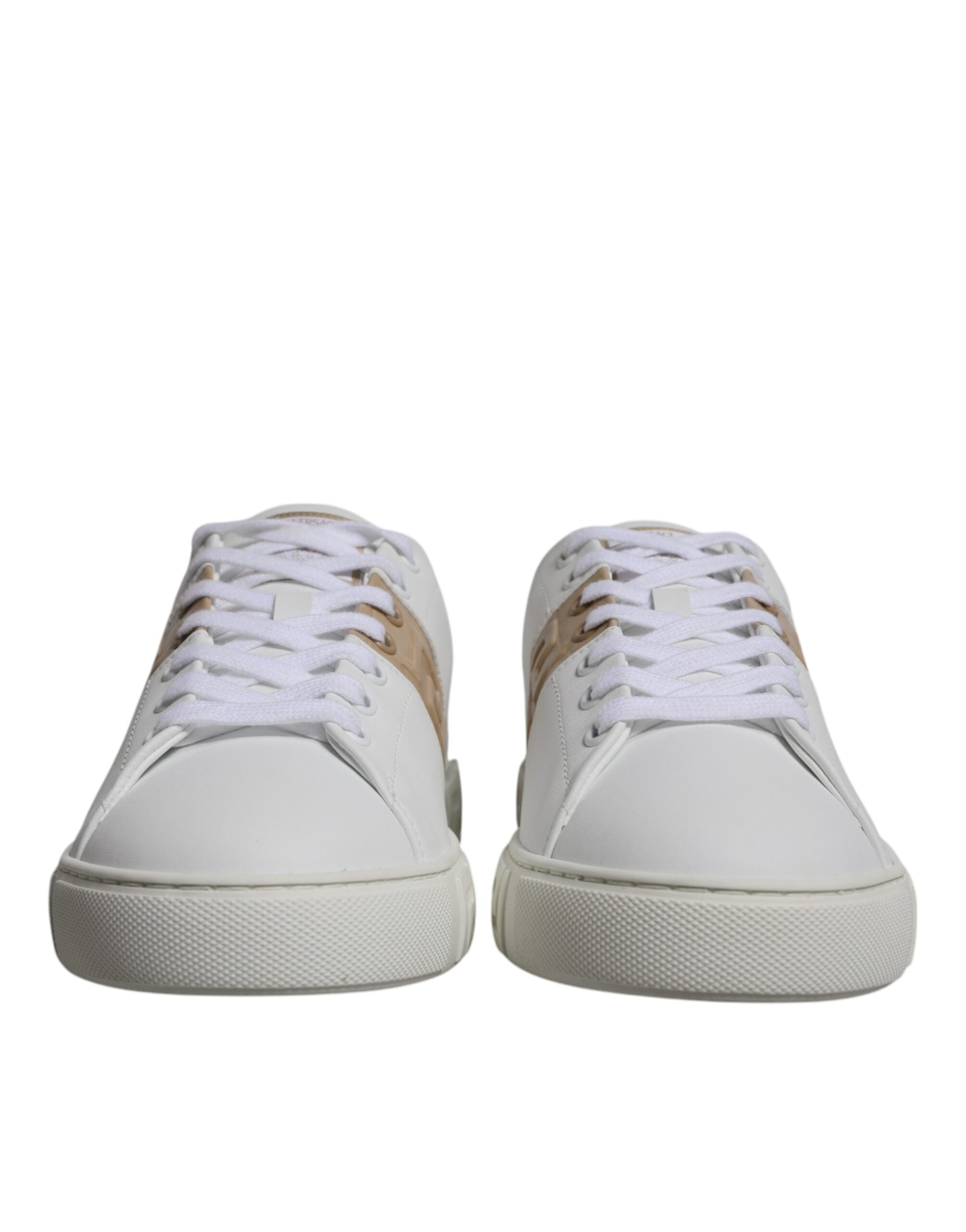 Versace White Brown Greca Print TPU Low Top Men Sneakers Shoes LUNESCAPE