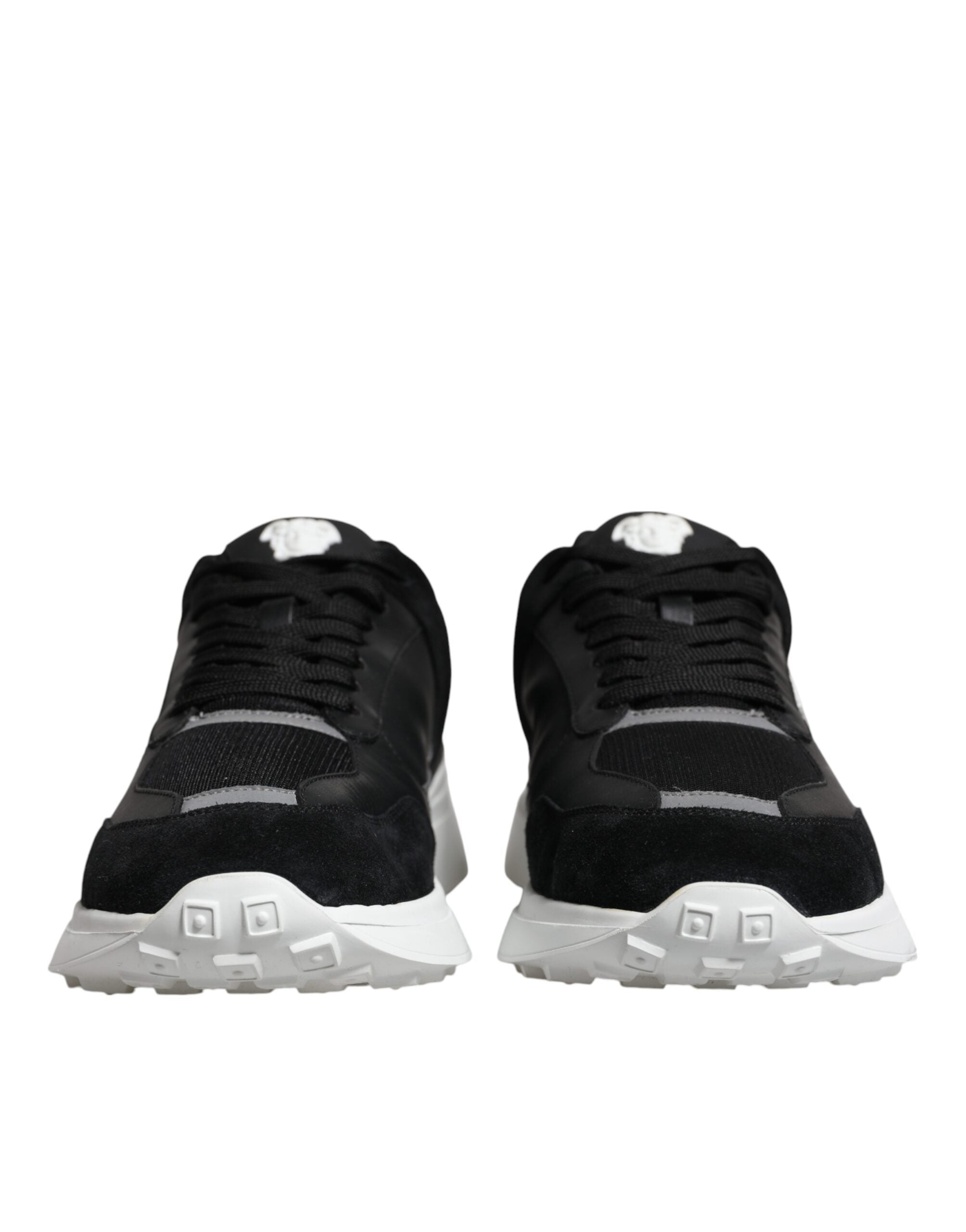 Versace Black Canvas Quad Fabric Medusa Low Top Sneaker Shoes LUNESCAPE