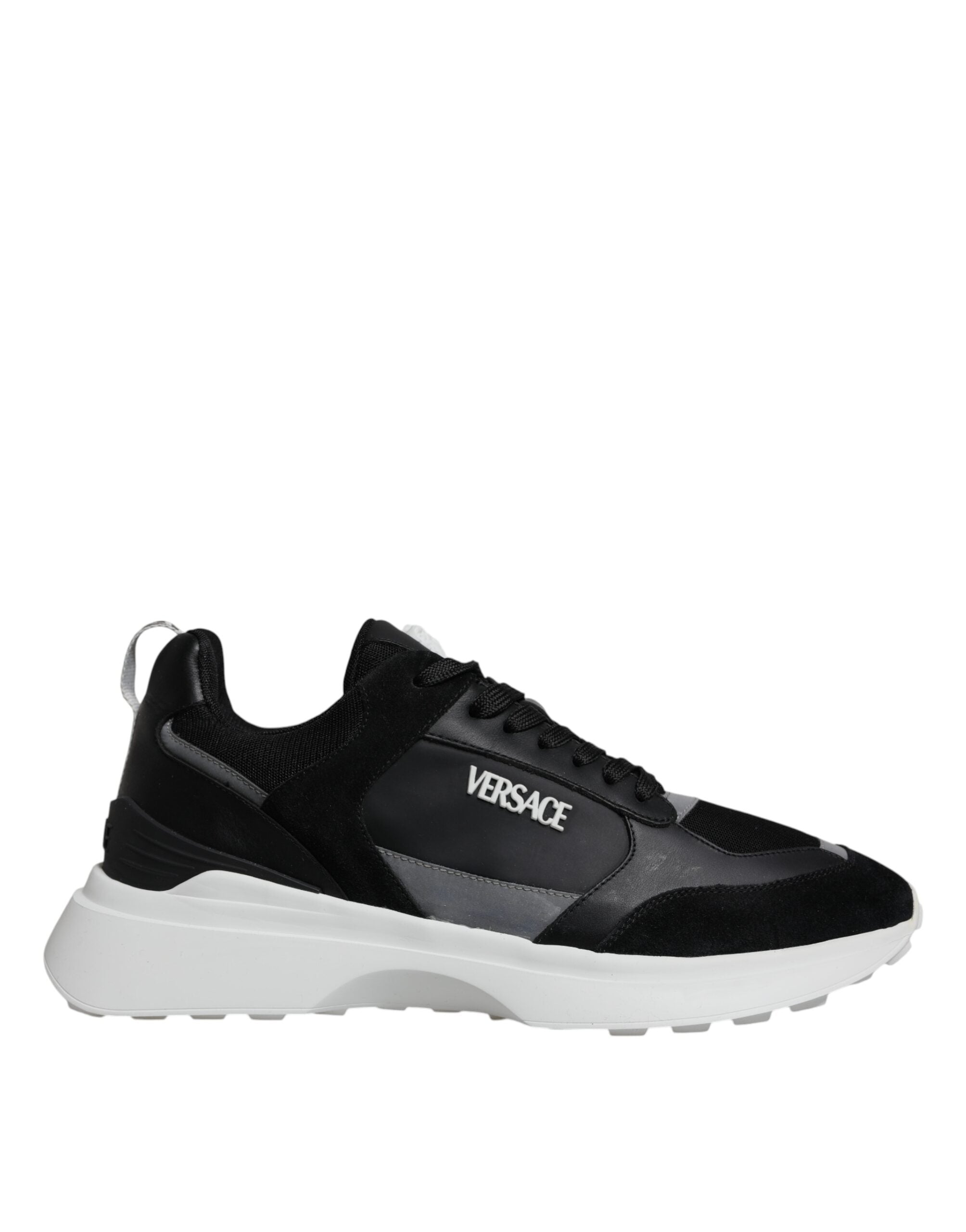 Versace Black Canvas Quad Fabric Medusa Low Top Sneaker Shoes LUNESCAPE