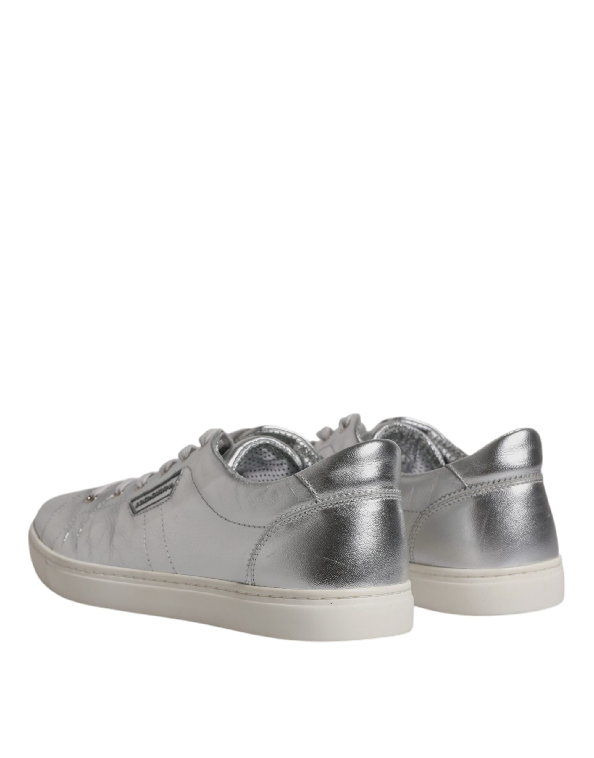 Dolce & Gabbana Silver London Low Top Leather Sneakers Shoes LUNESCAPE