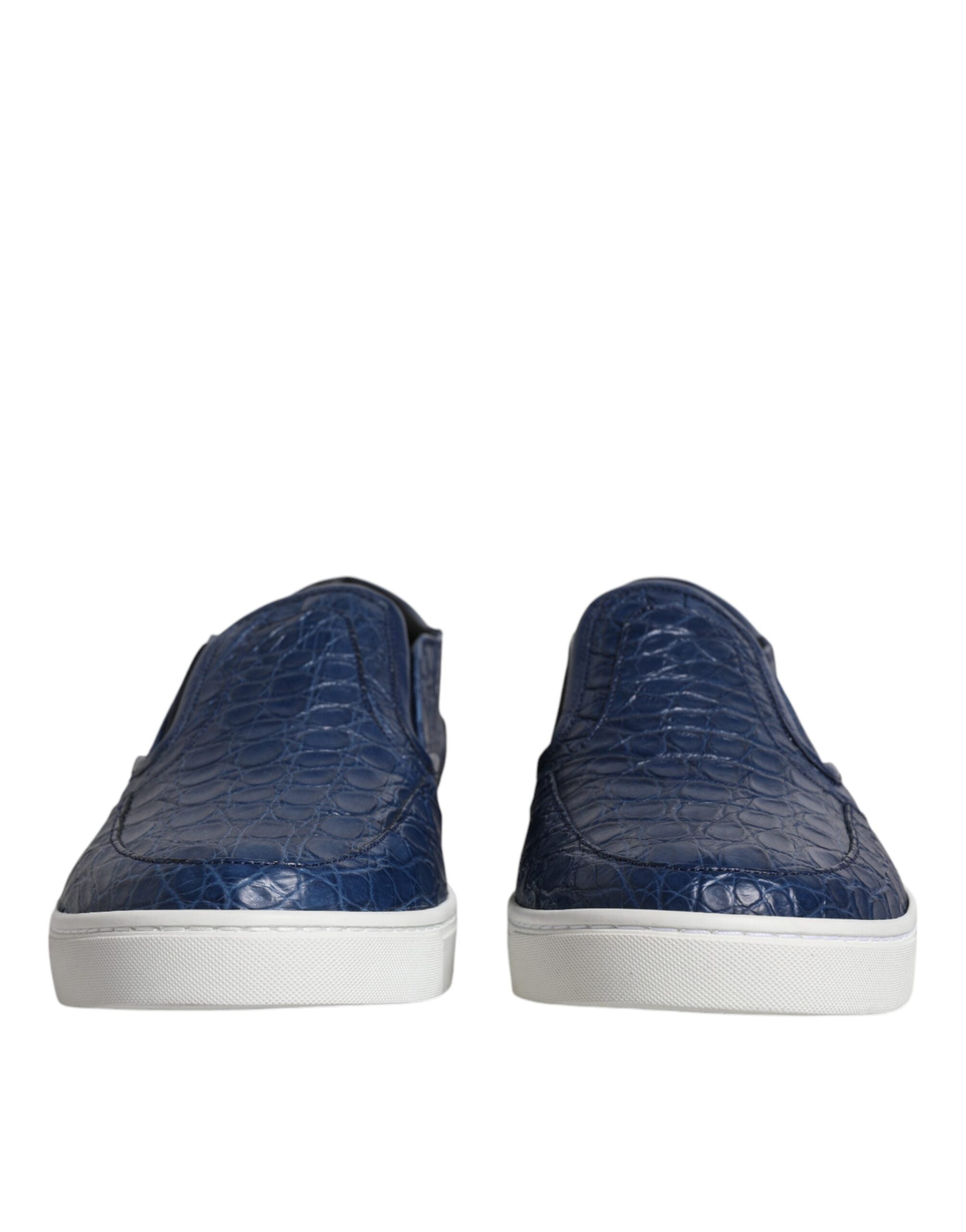Dolce & Gabbana Blue Croc Exotic Leather Men Sneakers Shoes LUNESCAPE