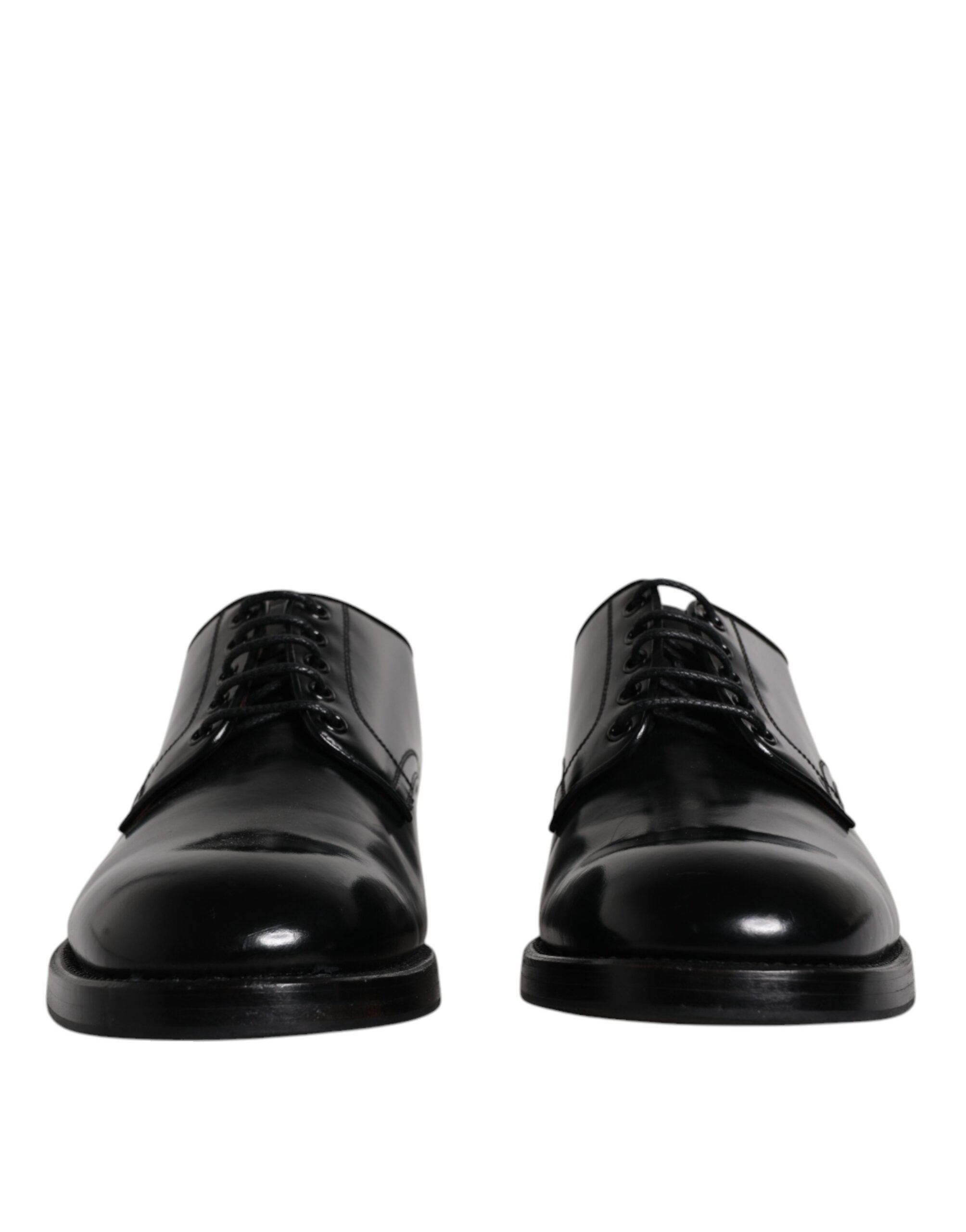 Dolce & Gabbana Black Leather Lace Up Men Derby Formal Shoes LUNESCAPE