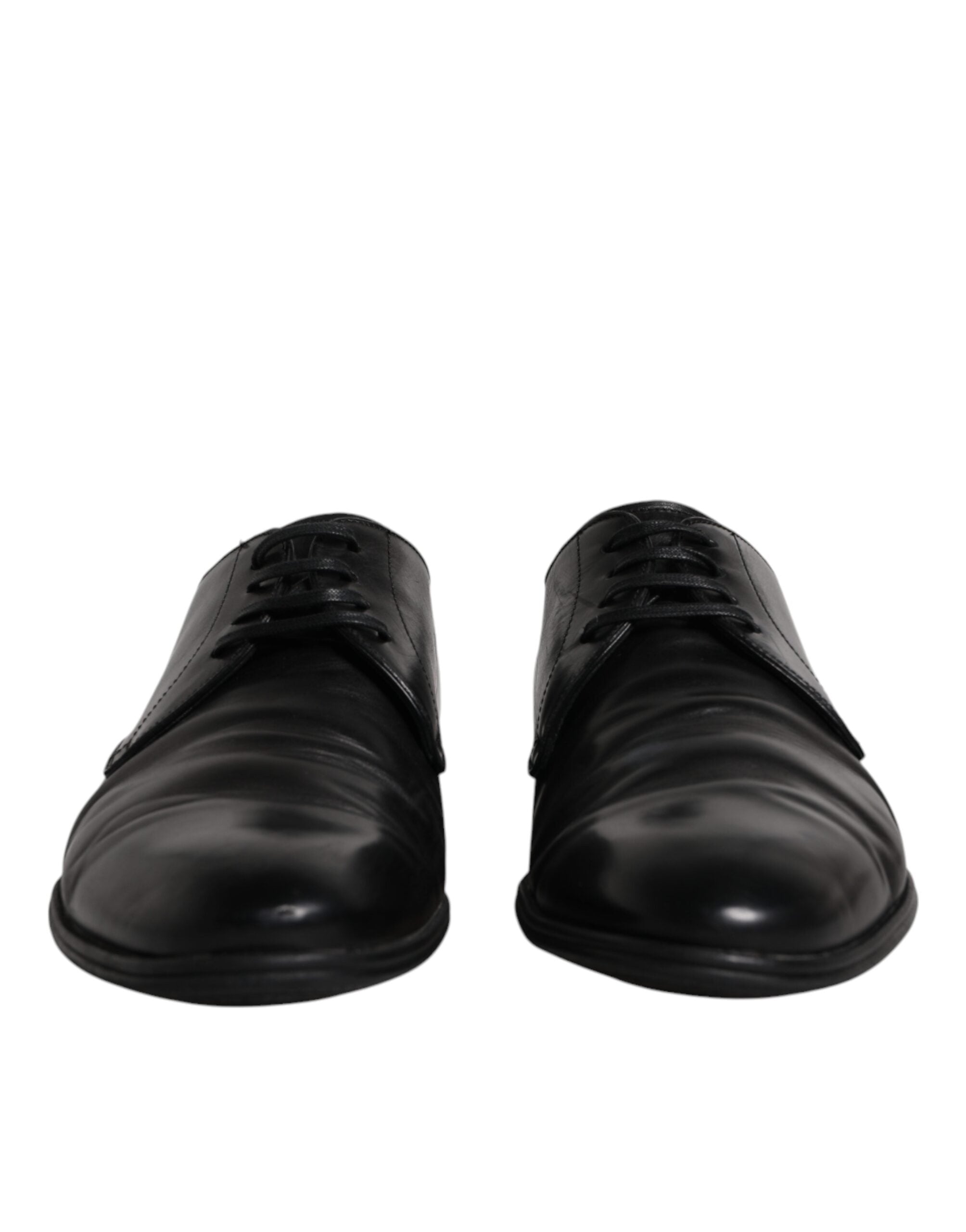 Dolce & Gabbana Black Leather Lace Up Men Derby Formal Shoes LUNESCAPE