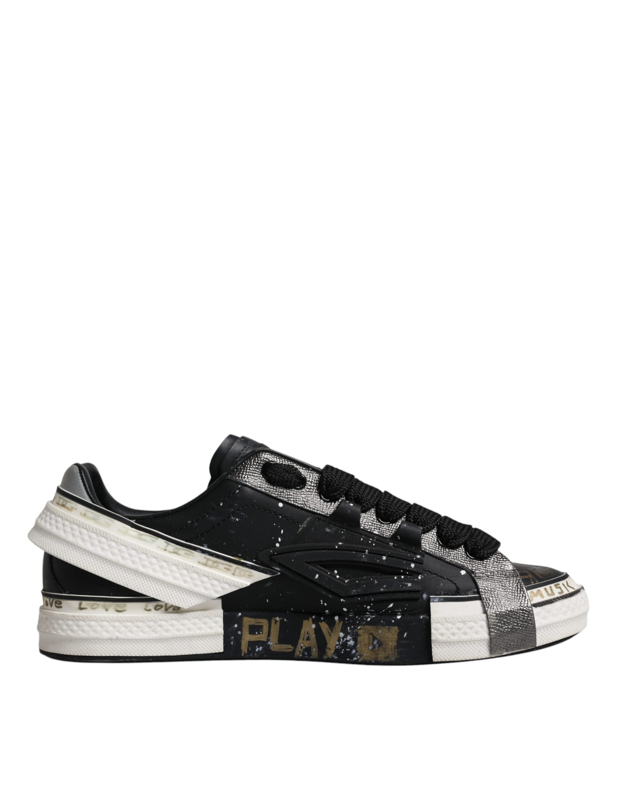 Dolce & Gabbana Black White Portofino Low Top Sneakers Shoes LUNESCAPE