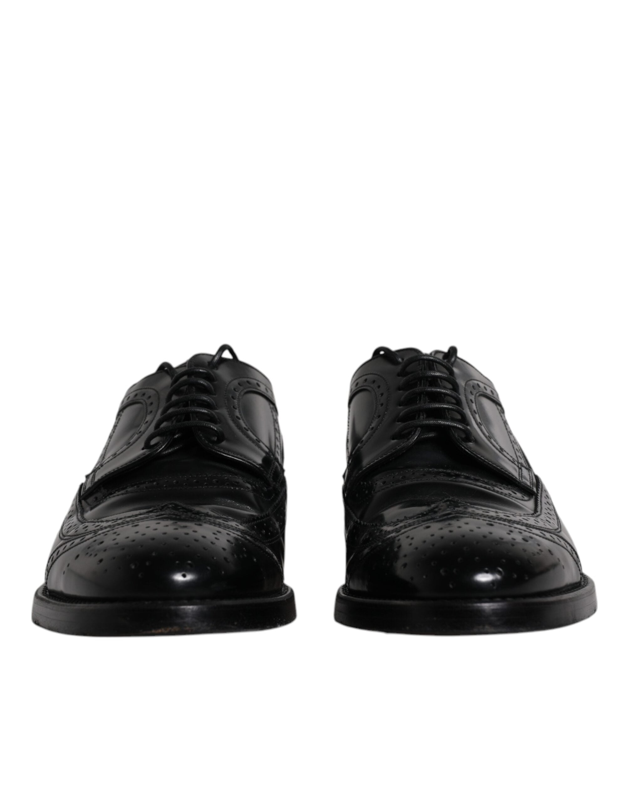 Dolce & Gabbana Black Leather Derby Wingtip Formal Shoes LUNESCAPE