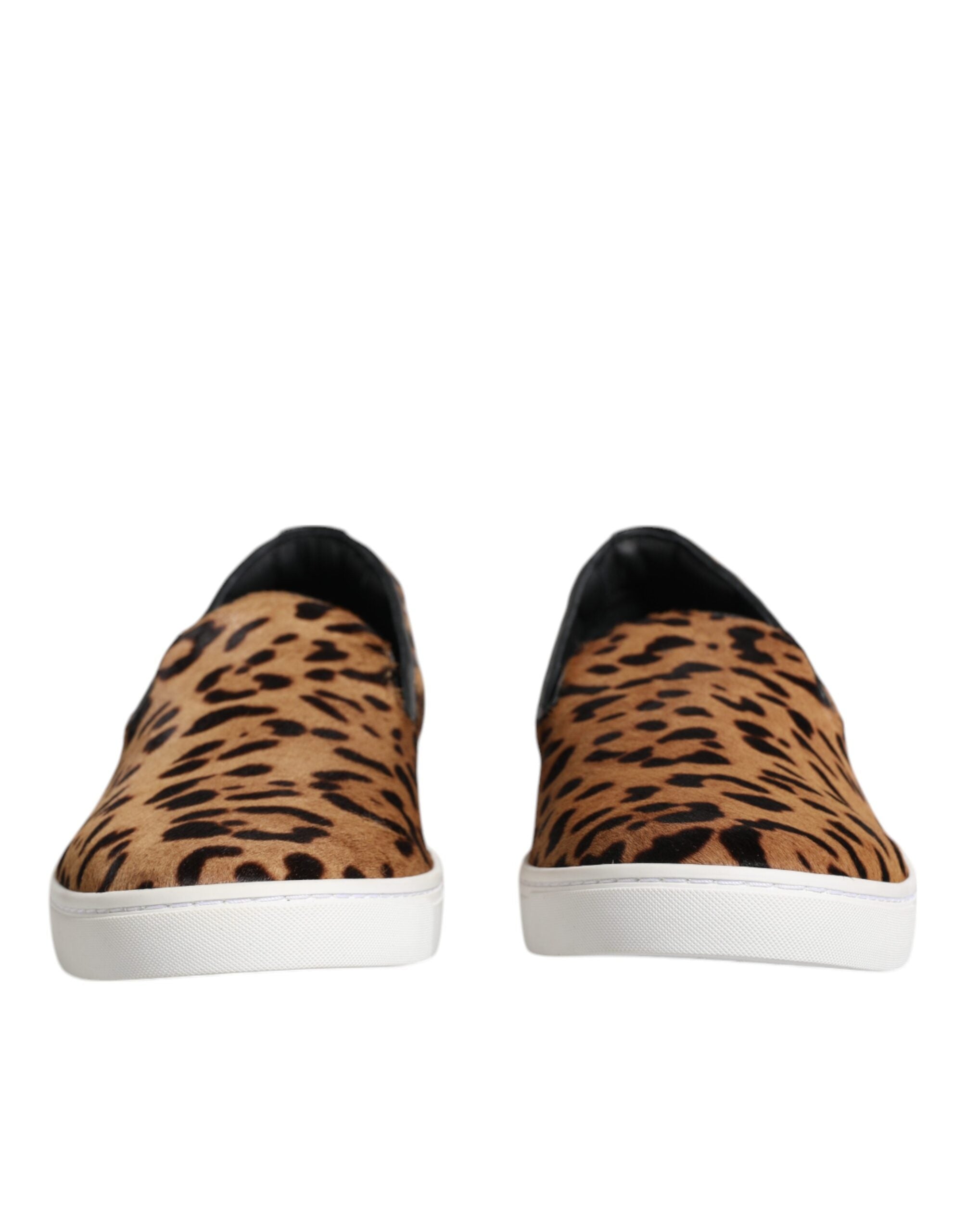 Dolce & Gabbana Brown Calfskin Fur Leopard Men Sneakers Shoes LUNESCAPE