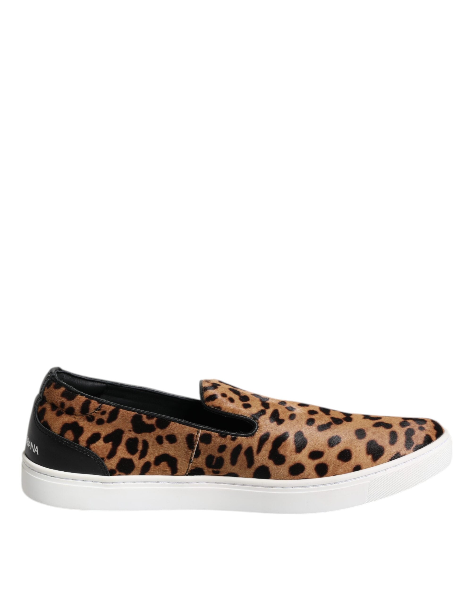 Dolce & Gabbana Brown Calfskin Fur Leopard Men Sneakers Shoes LUNESCAPE
