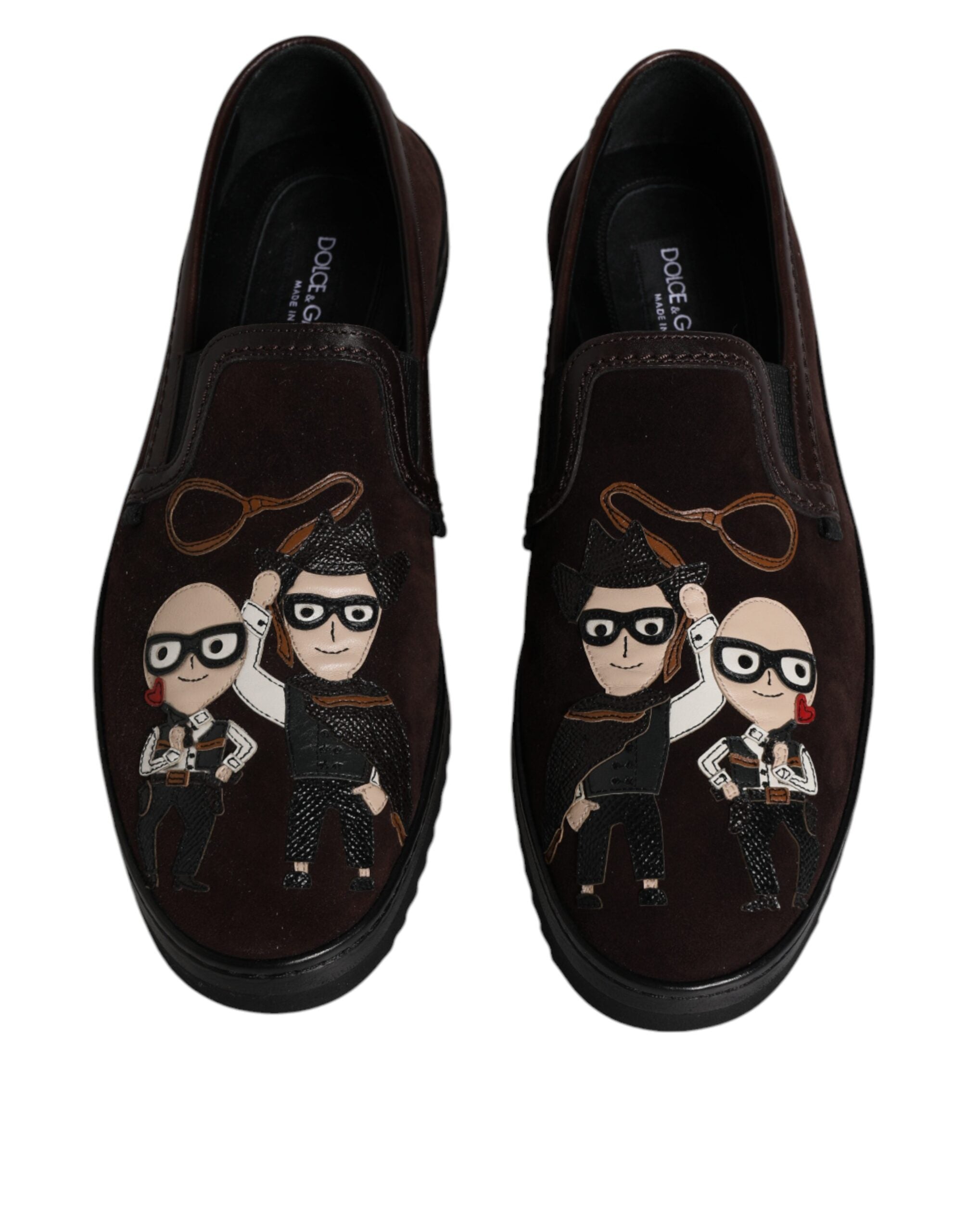 Dolce & Gabbana Brown Suede DG Family Slip On Flats Shoes LUNESCAPE