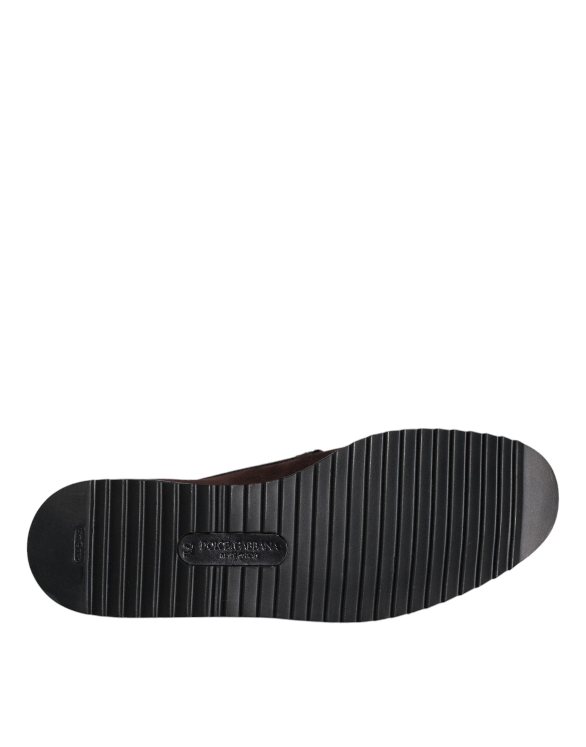Dolce & Gabbana Brown Suede DG Family Slip On Flats Shoes LUNESCAPE
