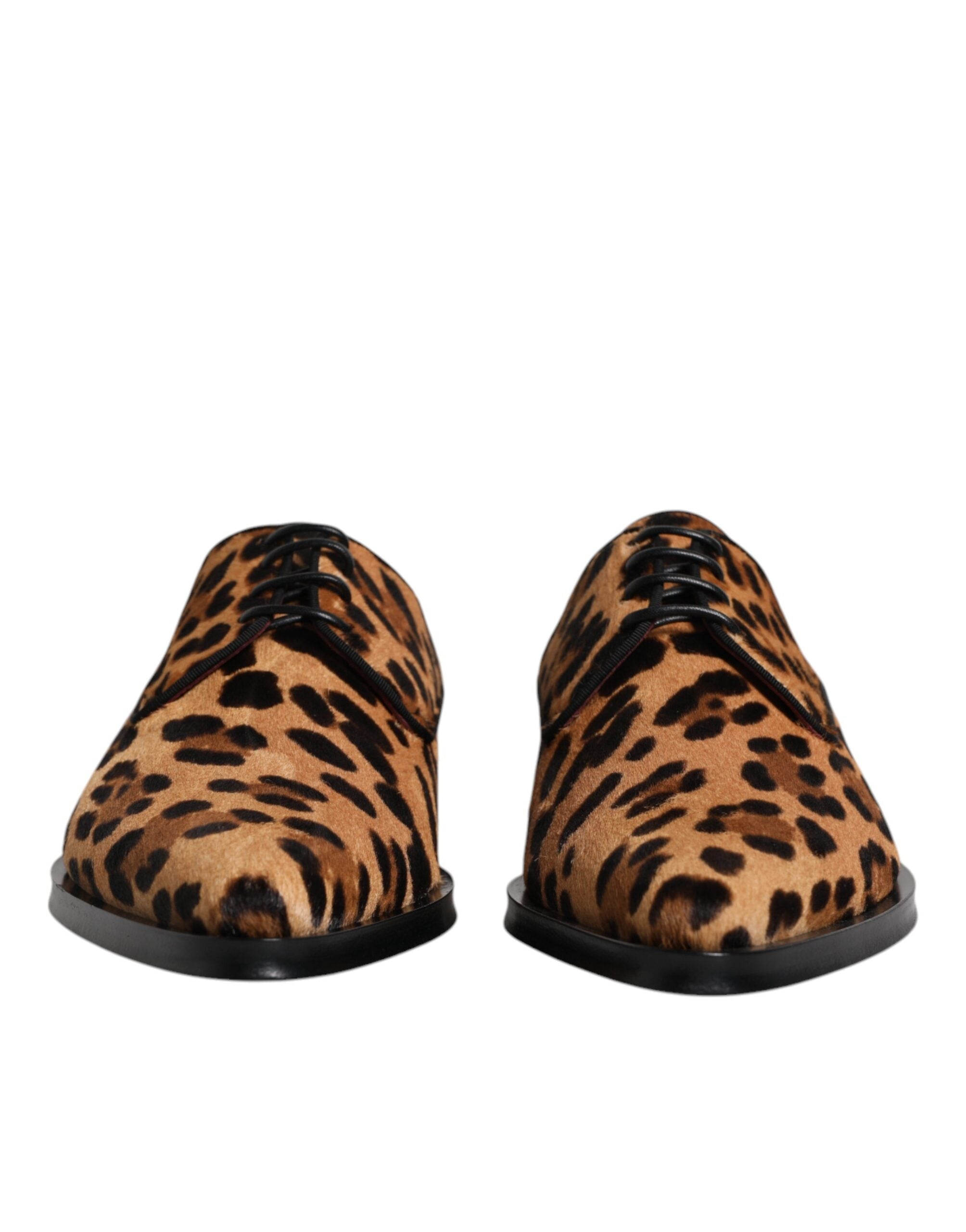 Dolce & Gabbana Brown Leopard Derby Formal Men Dress Shoes LUNESCAPE