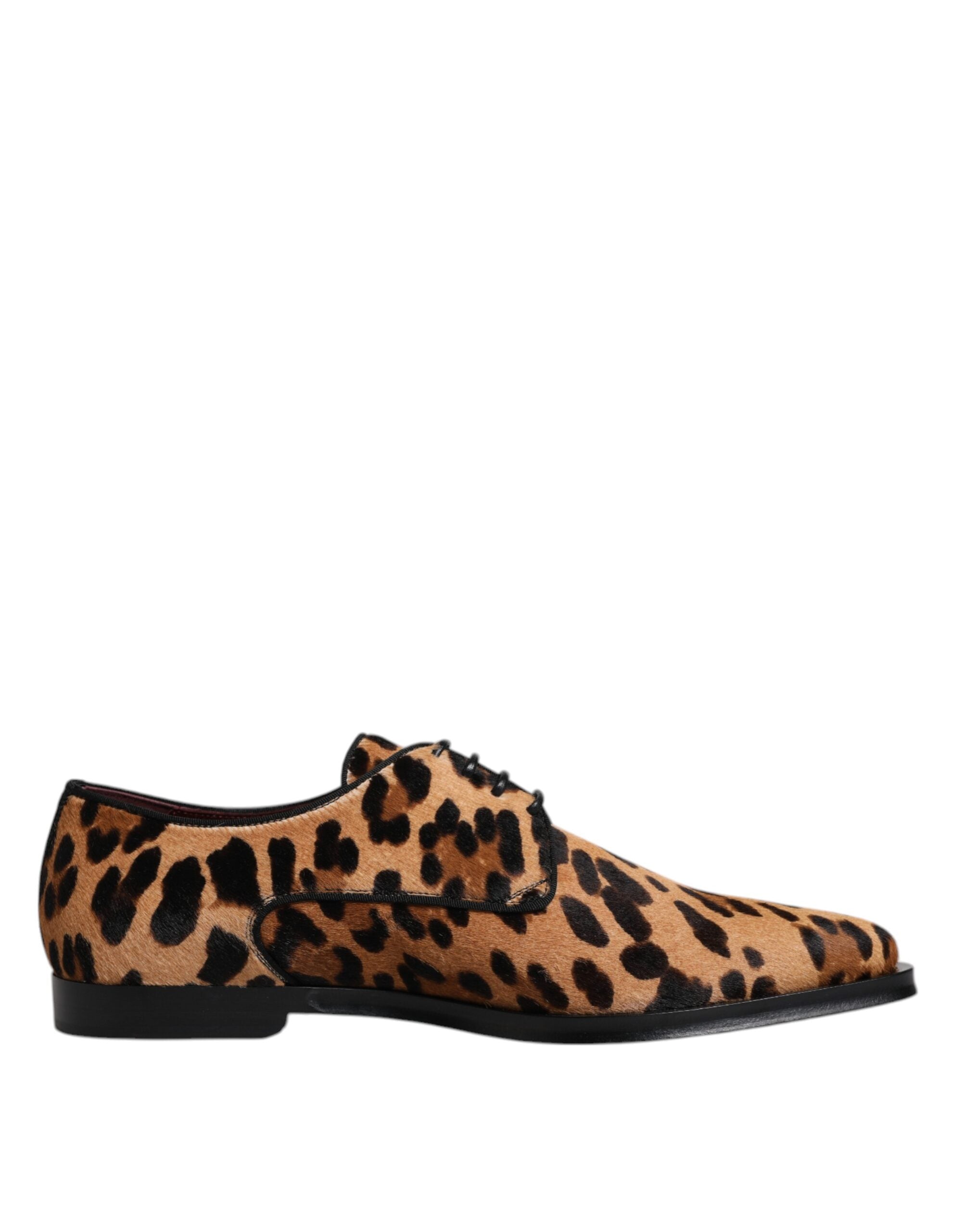 Dolce & Gabbana Brown Leopard Derby Formal Men Dress Shoes LUNESCAPE