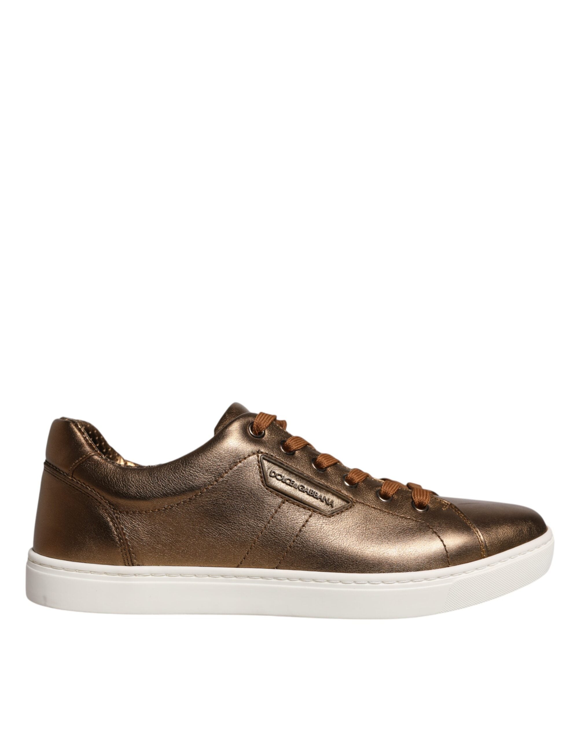 Dolce & Gabbana Gold Leather Logo London Men Sneaker Shoes LUNESCAPE
