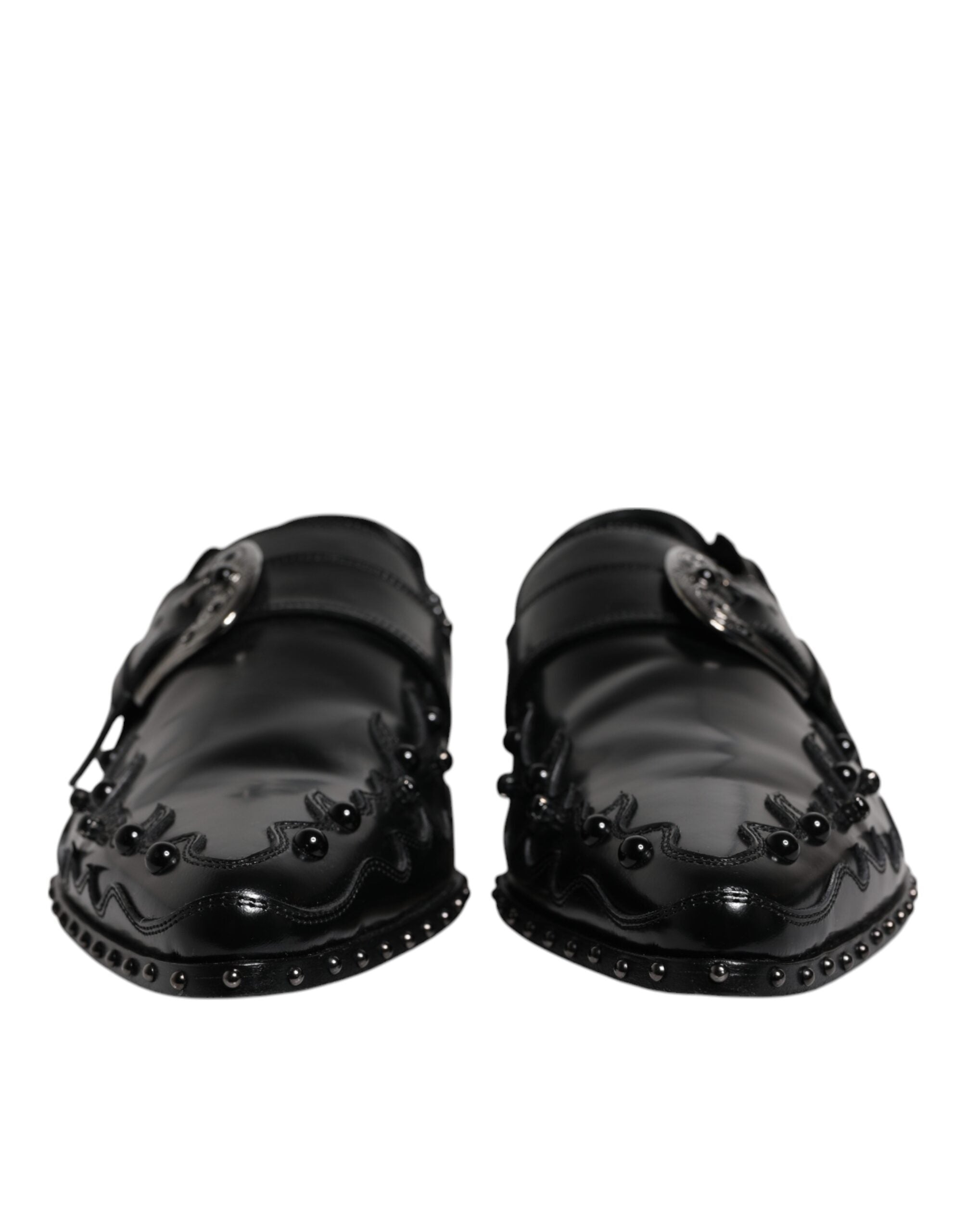 Dolce & Gabbana Black Embellished Derby Monk Strap Shoes LUNESCAPE