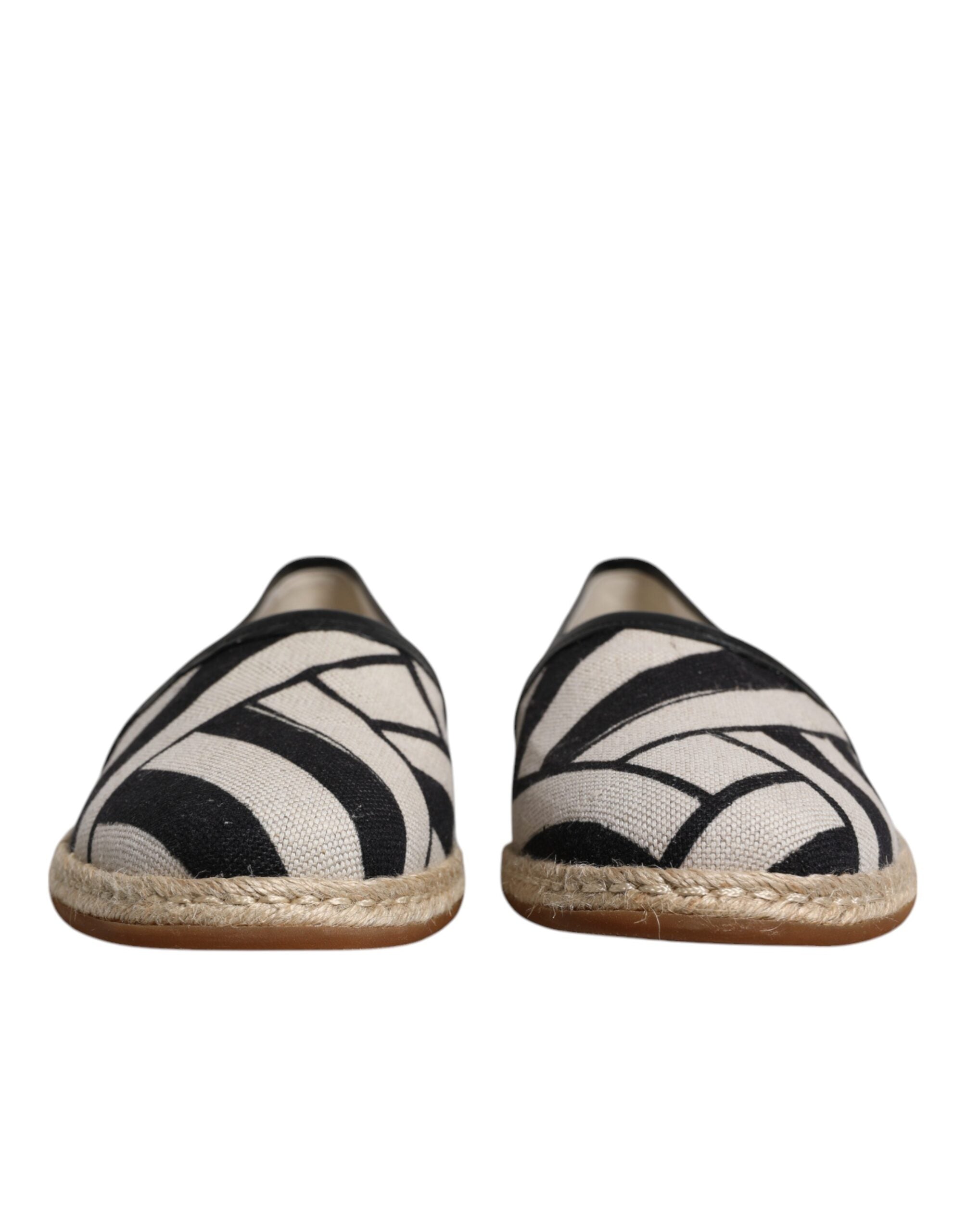 Dolce & Gabbana Black White Stripes Slip On Espadrille Shoes LUNESCAPE