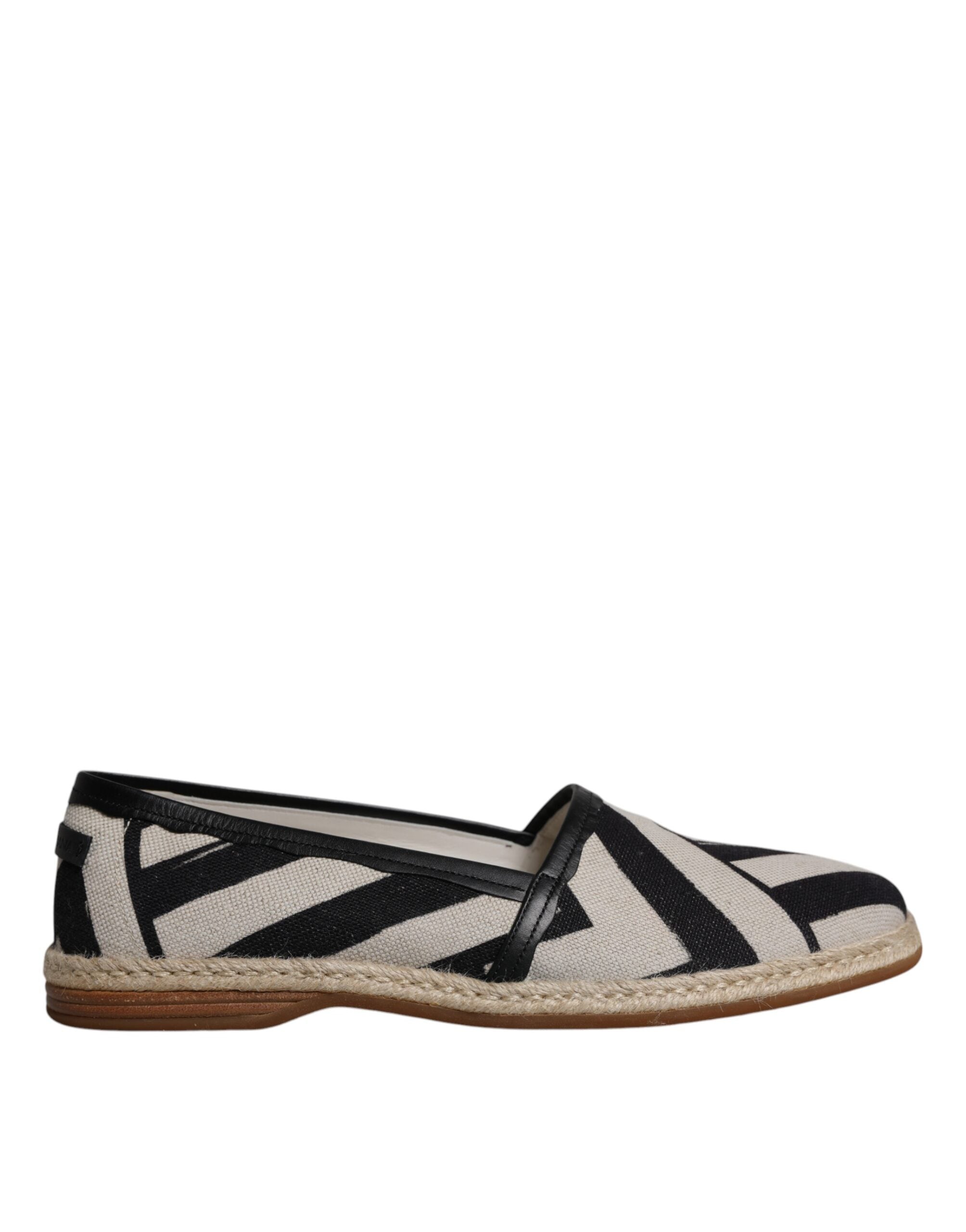 Dolce & Gabbana Black White Stripes Slip On Espadrille Shoes LUNESCAPE