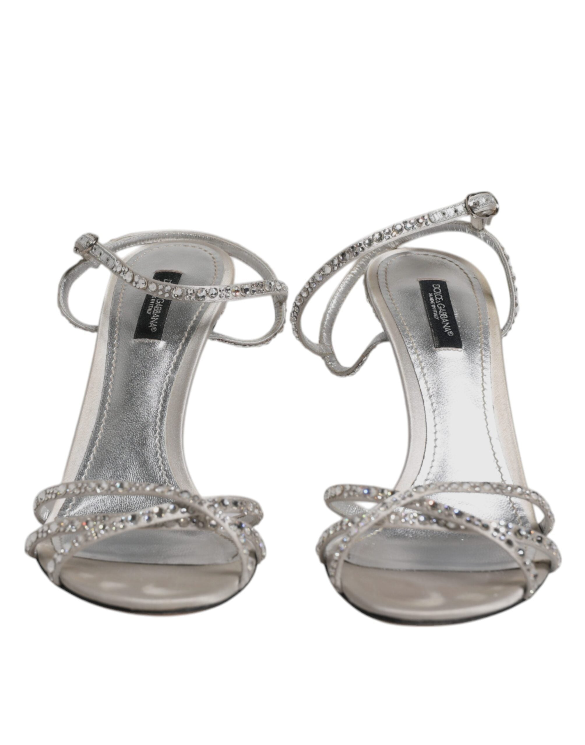 Dolce & Gabbana Silver Crystal Ankle Strap Sandals Shoes LUNESCAPE
