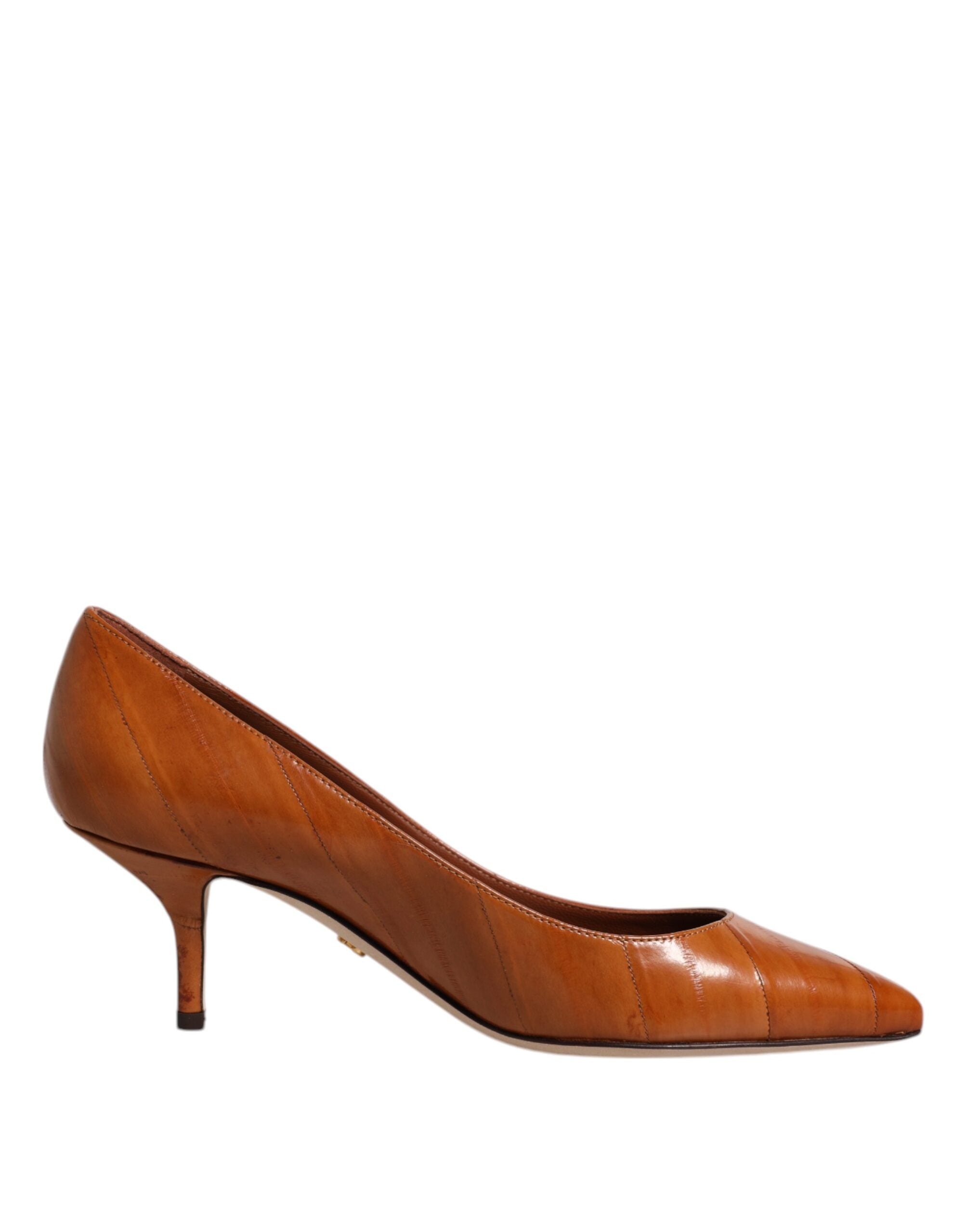 Dolce & Gabbana Brown Leather Kitten Heels Pumps Shoes LUNESCAPE