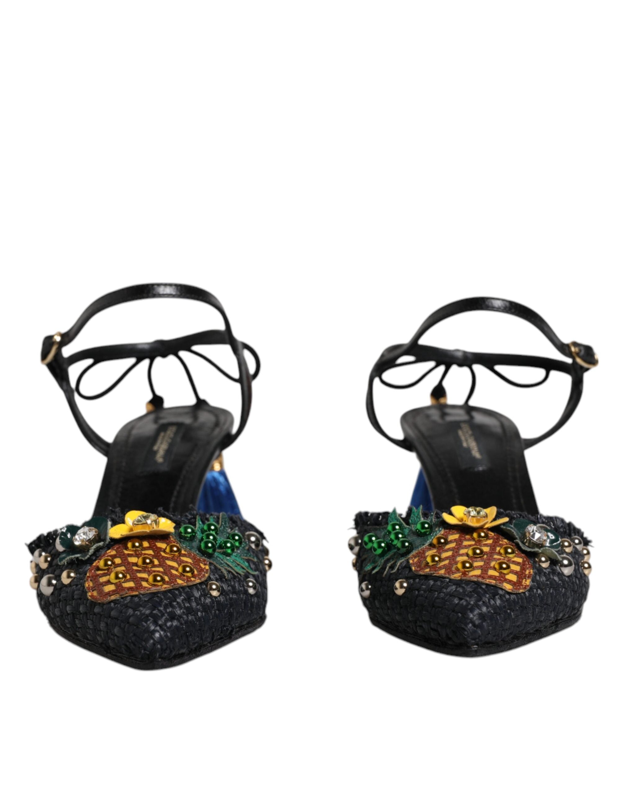 Dolce & Gabbana Black Pineapple Bellucci Heels Sandals Shoes LUNESCAPE