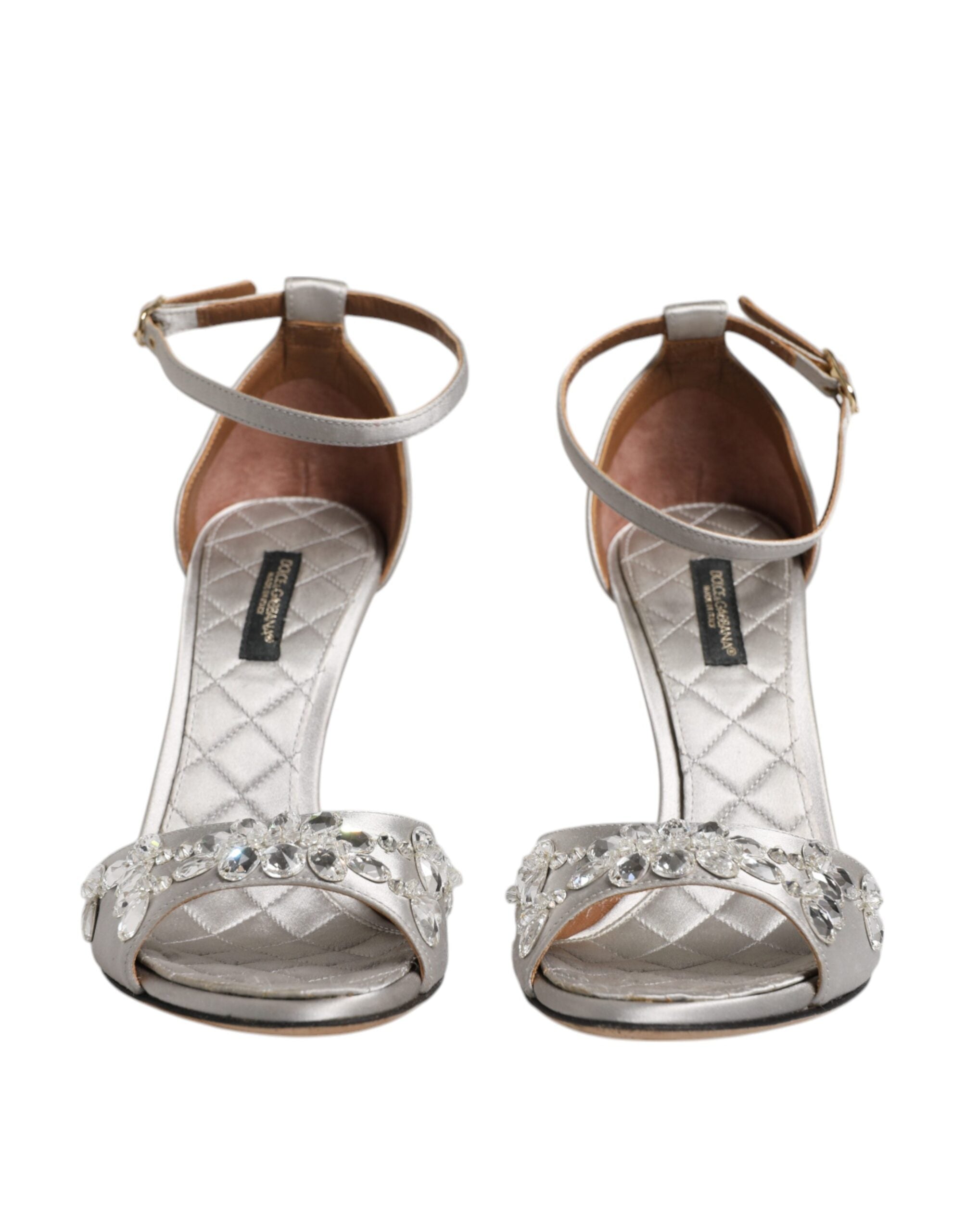Dolce & Gabbana Silver Ankle Strap Crystal Sandals Shoes LUNESCAPE