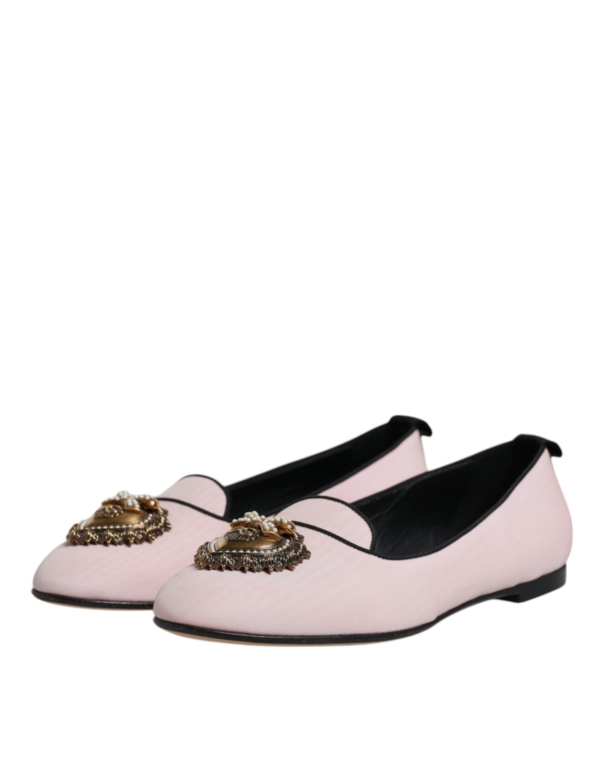 Dolce & Gabbana Light Pink Velvet Slip On Loafers Flats Shoes LUNESCAPE