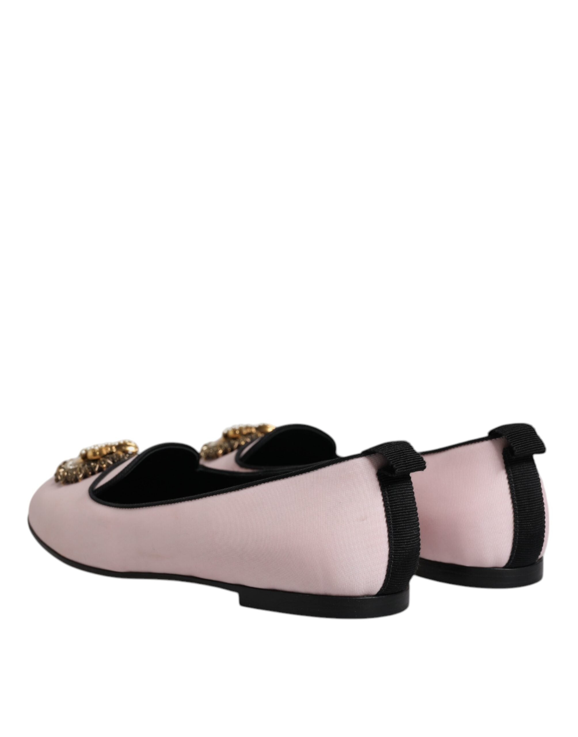 Dolce & Gabbana Light Pink Velvet Slip On Loafers Flats Shoes LUNESCAPE