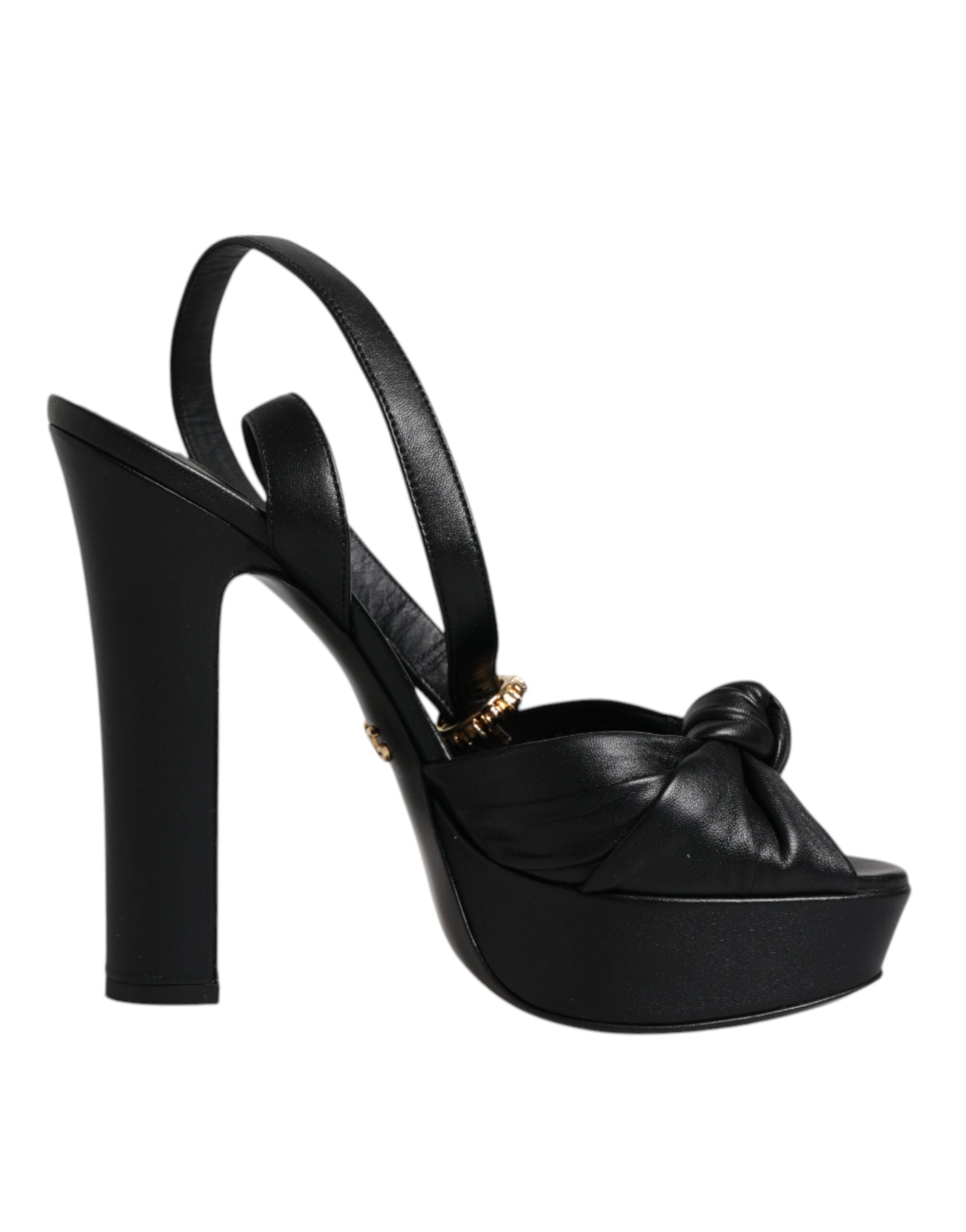 Dolce & Gabbana Black Leather Platform Heels Sandals Shoes LUNESCAPE