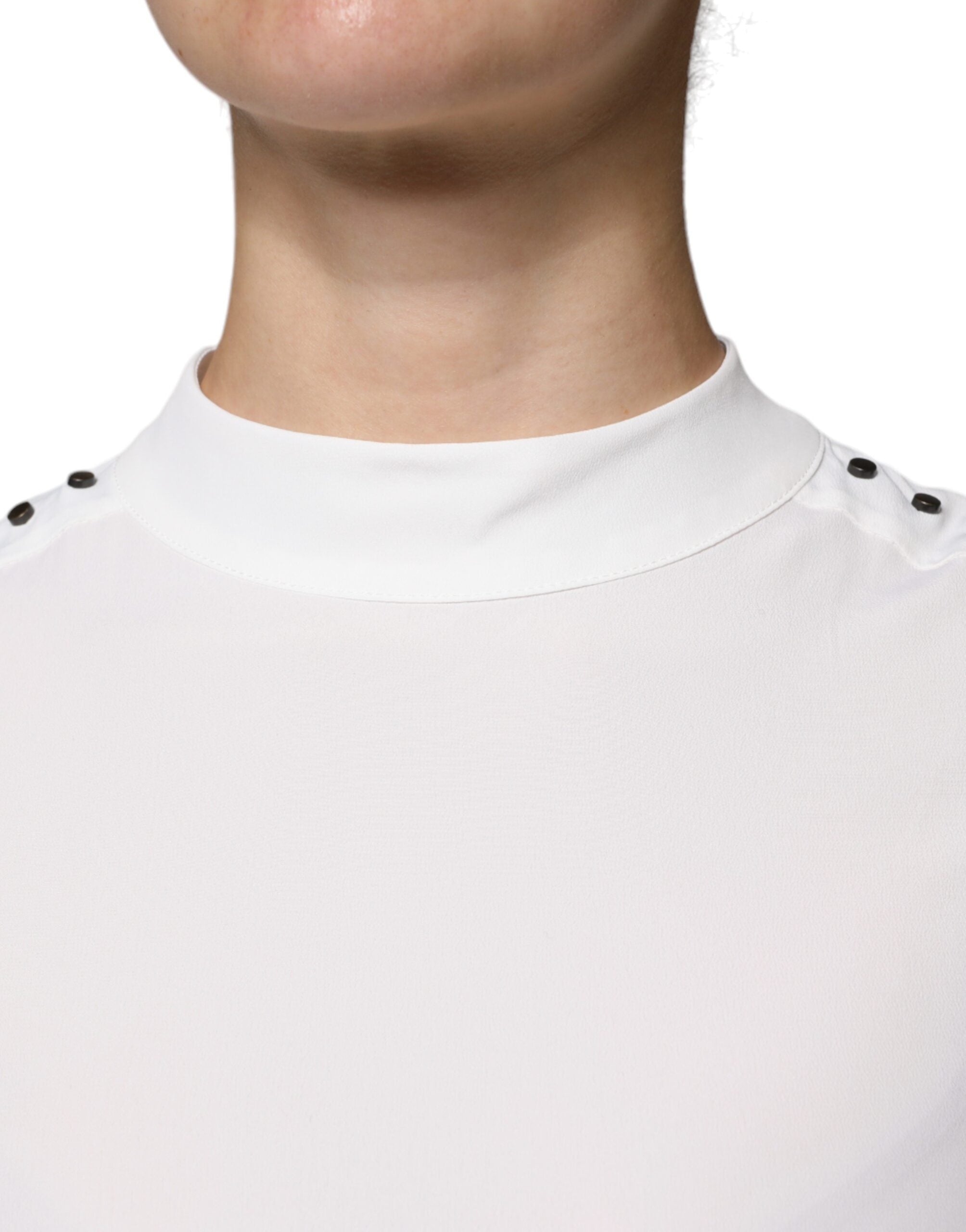 Patrizia Pepe White Mock Neckline Sleeveless Tank Blouse Top LUNESCAPE