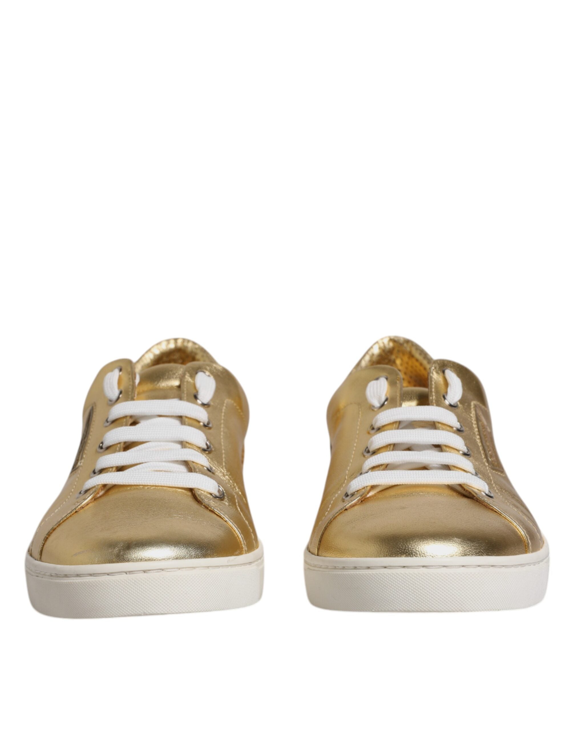 Dolce & Gabbana Gold Leather Logo London Men Sneakers Shoes LUNESCAPE