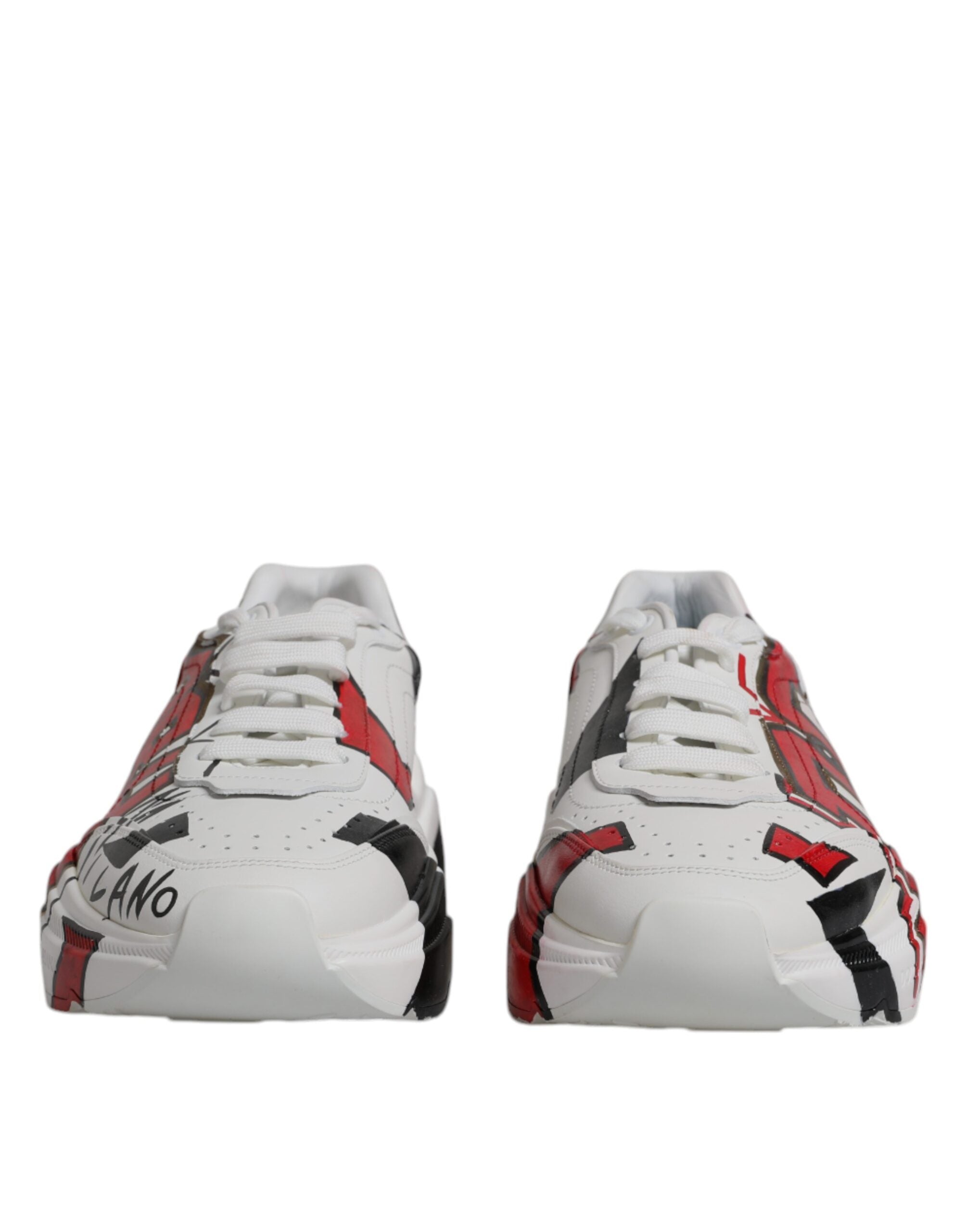Dolce & Gabbana White Daymaster Hand Painted Sneakers Shoes LUNESCAPE