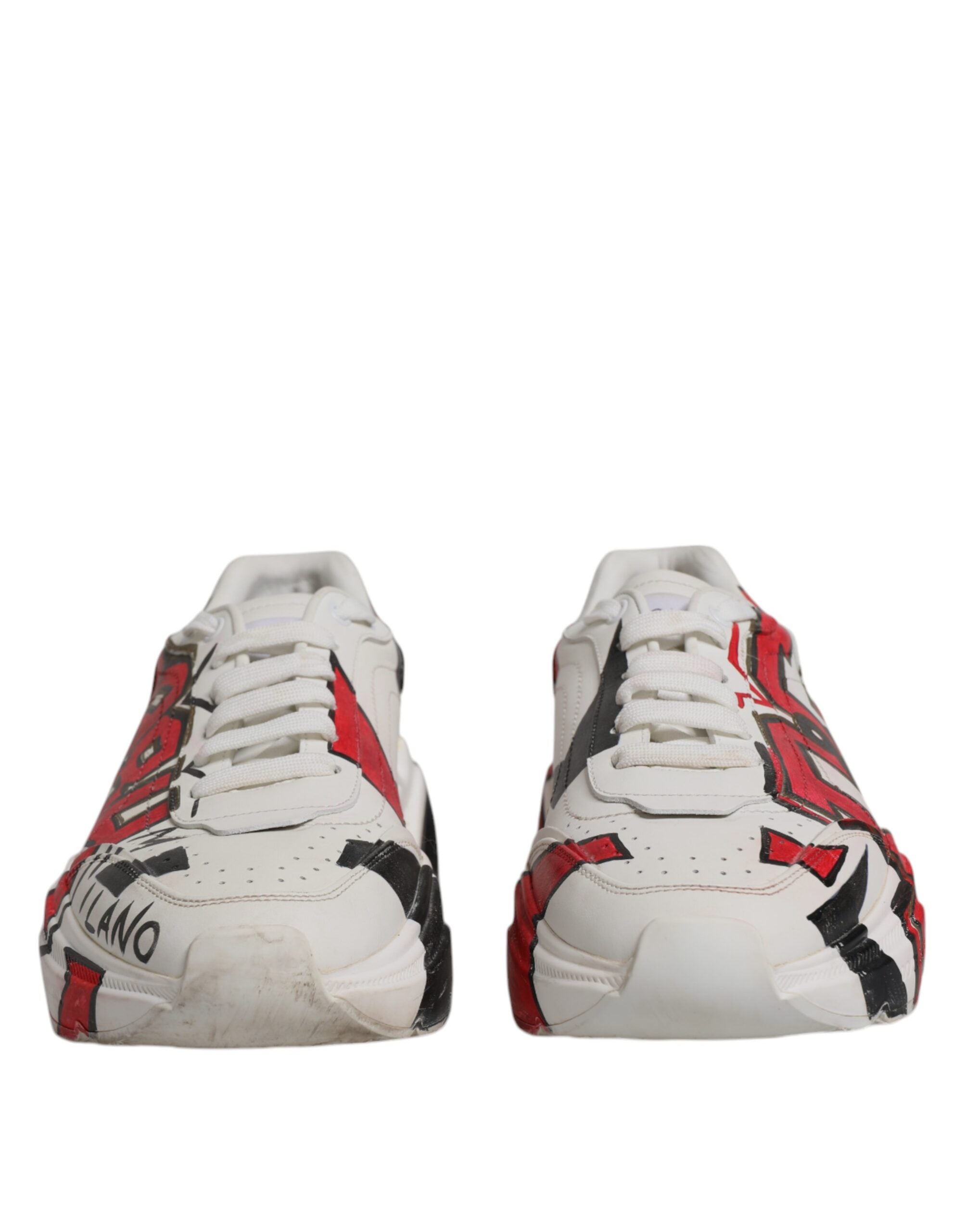 Dolce & Gabbana White Daymaster Hand Painted Sneakers Shoes LUNESCAPE