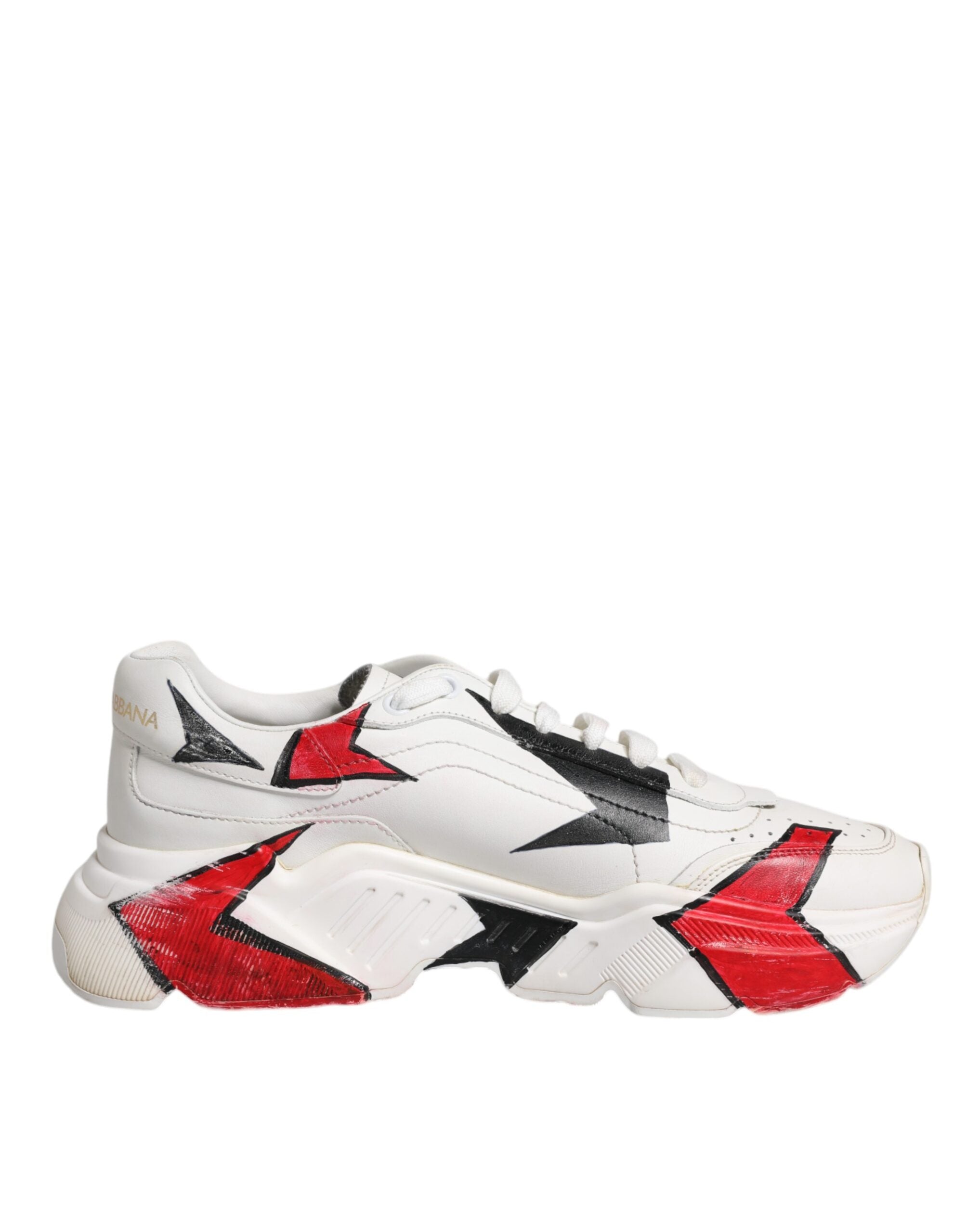 Dolce & Gabbana White Daymaster Hand Painted Sneakers Shoes LUNESCAPE