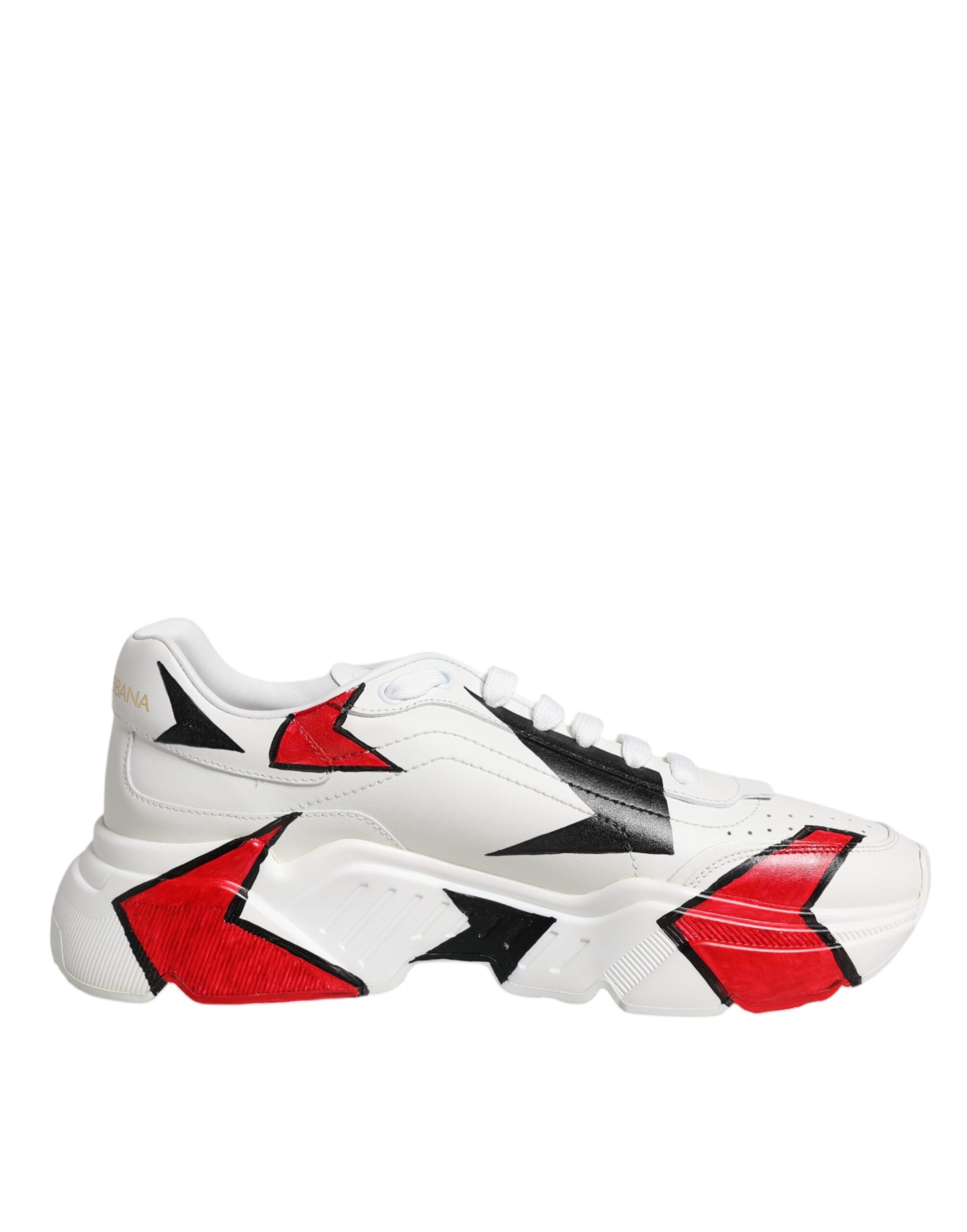 Dolce & Gabbana White Daymaster Hand Painted Sneakers Shoes LUNESCAPE