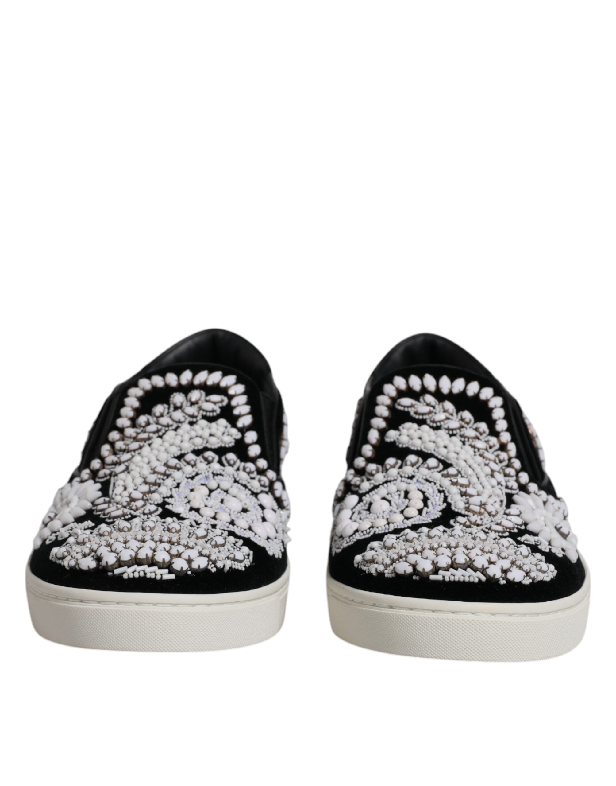 Dolce & Gabbana Black Embellished London Men Slip On Shoes LUNESCAPE