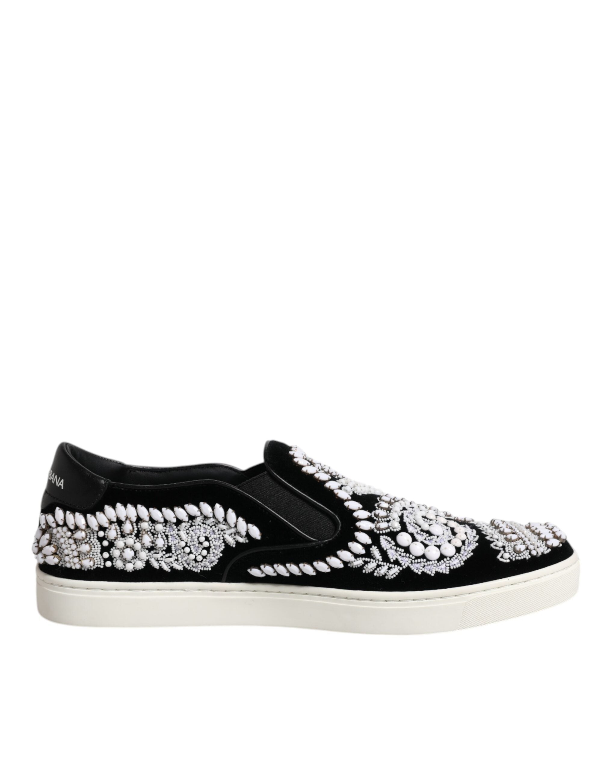 Dolce & Gabbana Black Embellished London Men Slip On Shoes LUNESCAPE