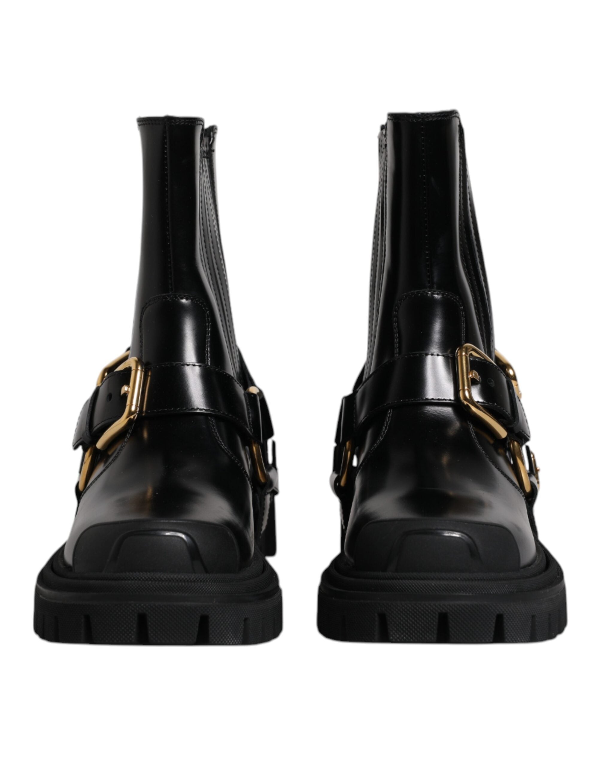 Dolce & Gabbana Black Leather Slip On Stretch Trekking Boots Shoes LUNESCAPE