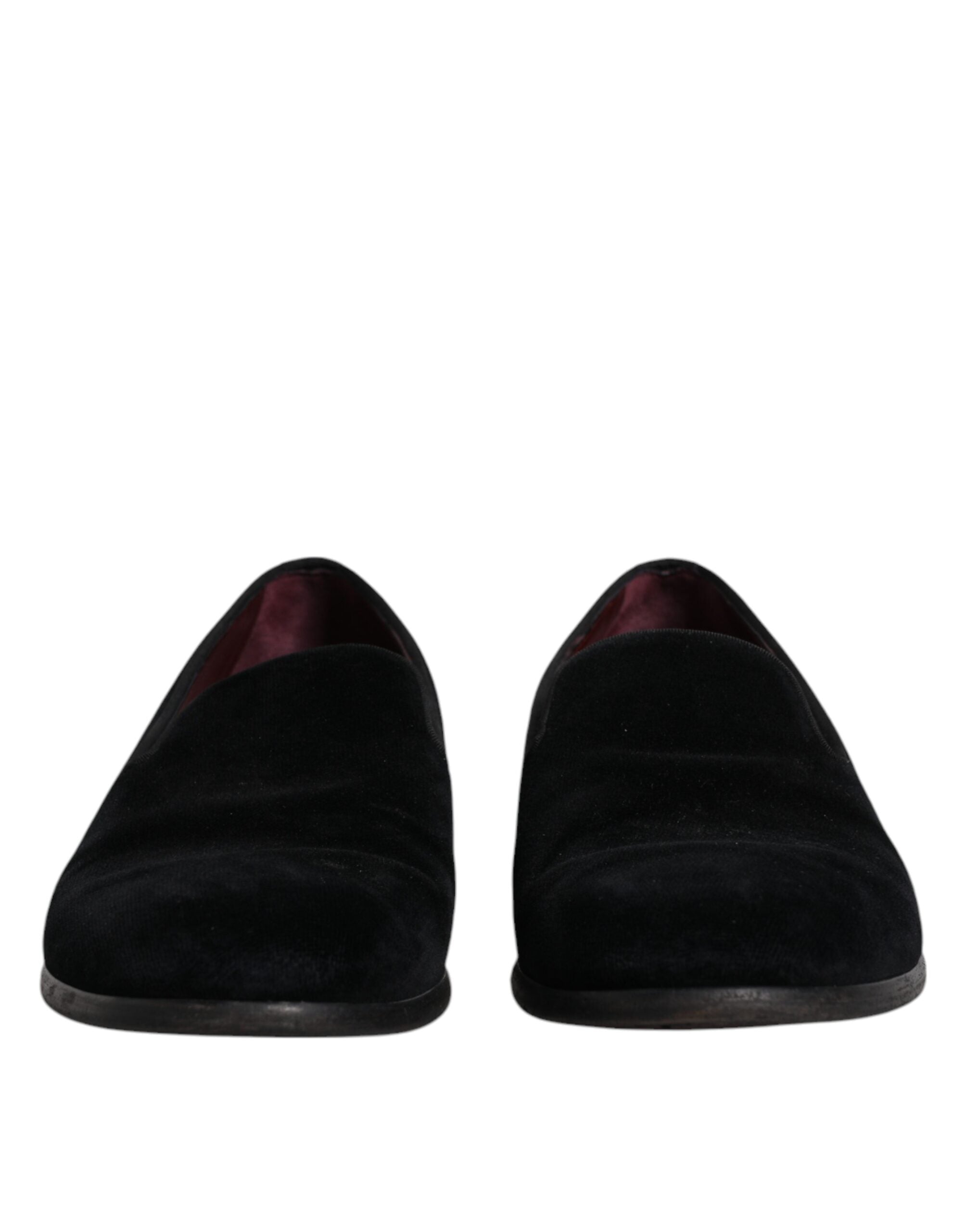 Dolce & Gabbana Black Velvet Loafers Formal Men Dress Shoes LUNESCAPE