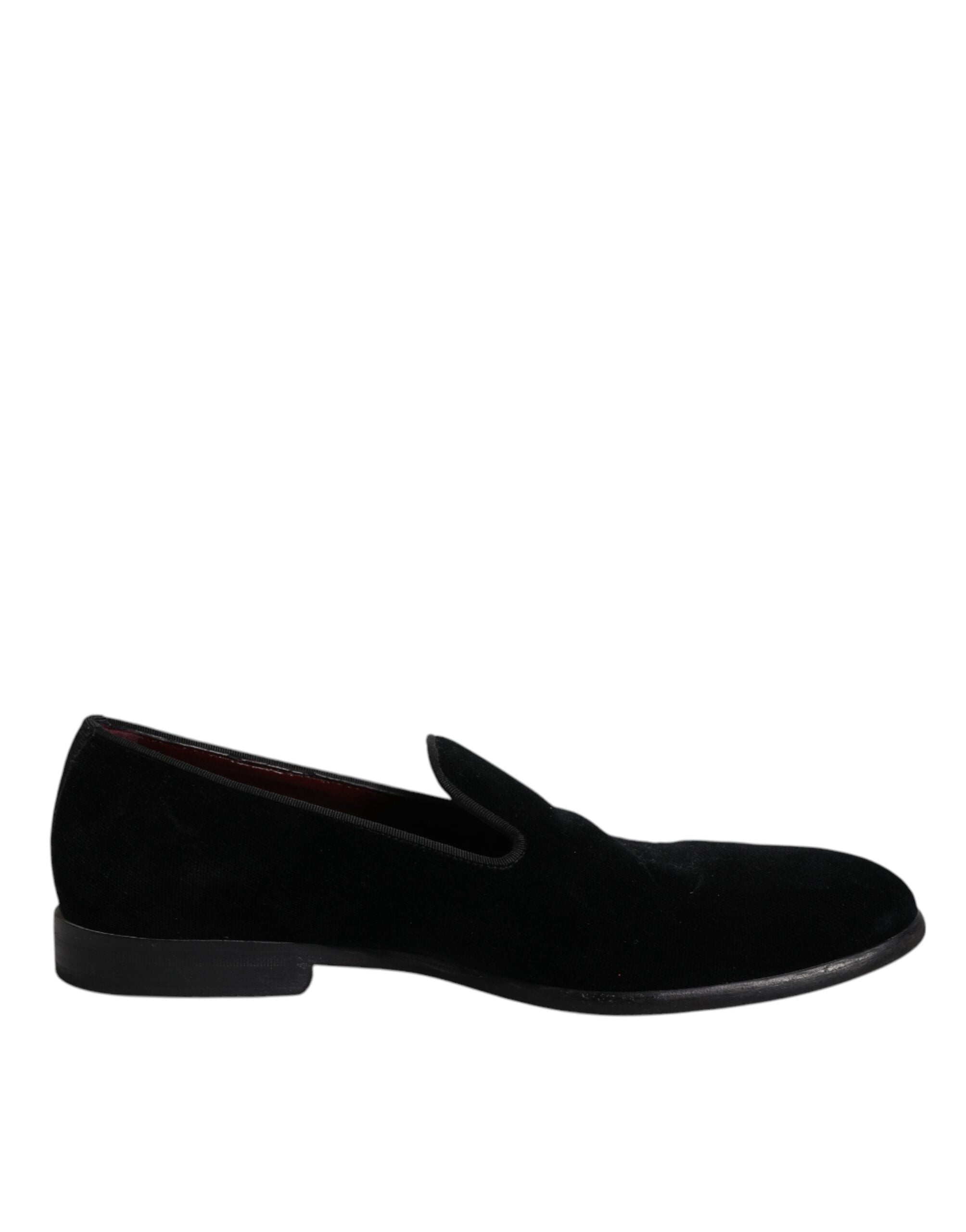 Dolce & Gabbana Black Velvet Loafers Formal Men Dress Shoes LUNESCAPE