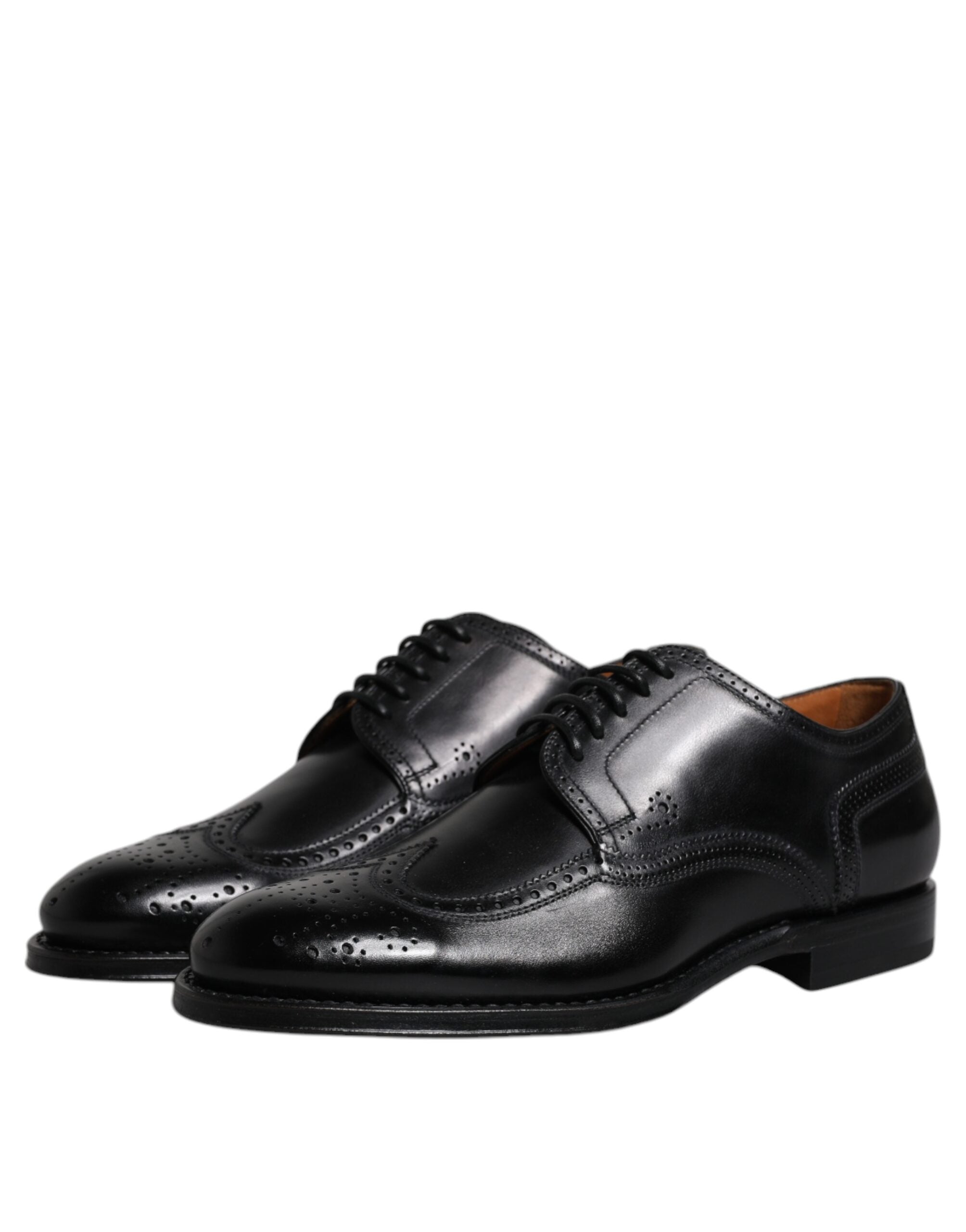 Dolce & Gabbana Black Leather Derby Wingtip Formal Shoes LUNESCAPE