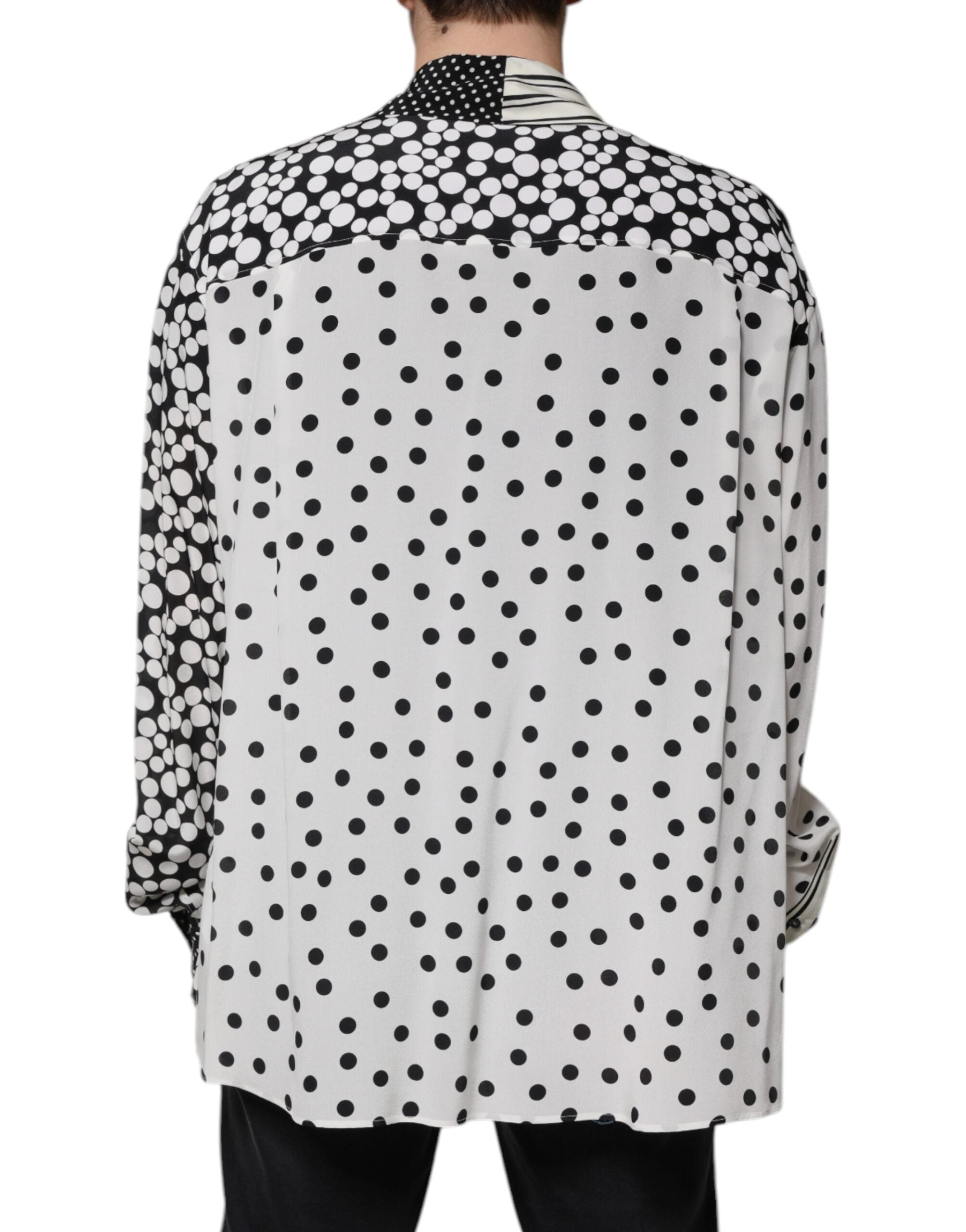 Dolce & Gabbana Black White Polka Dots Silk Open Front Cardigan