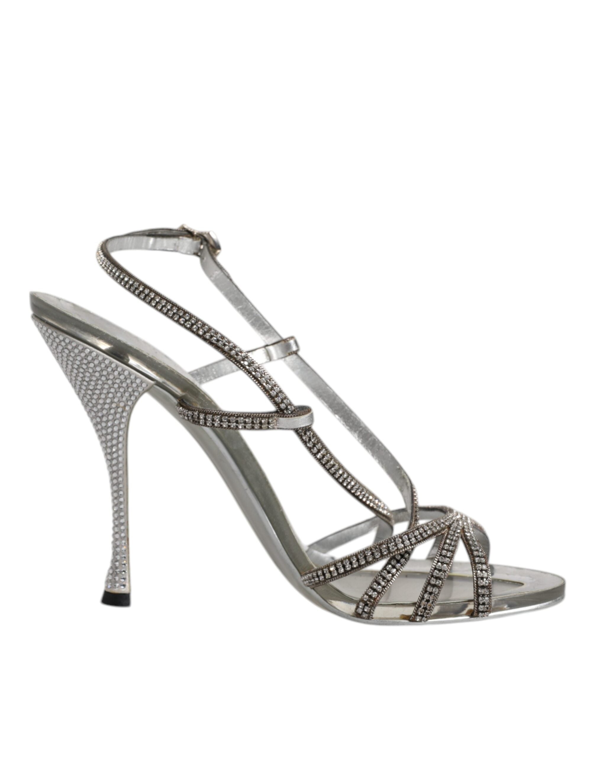 Dolce & Gabbana Silver Crystal Slingback KEIRA Sandals Shoes LUNESCAPE