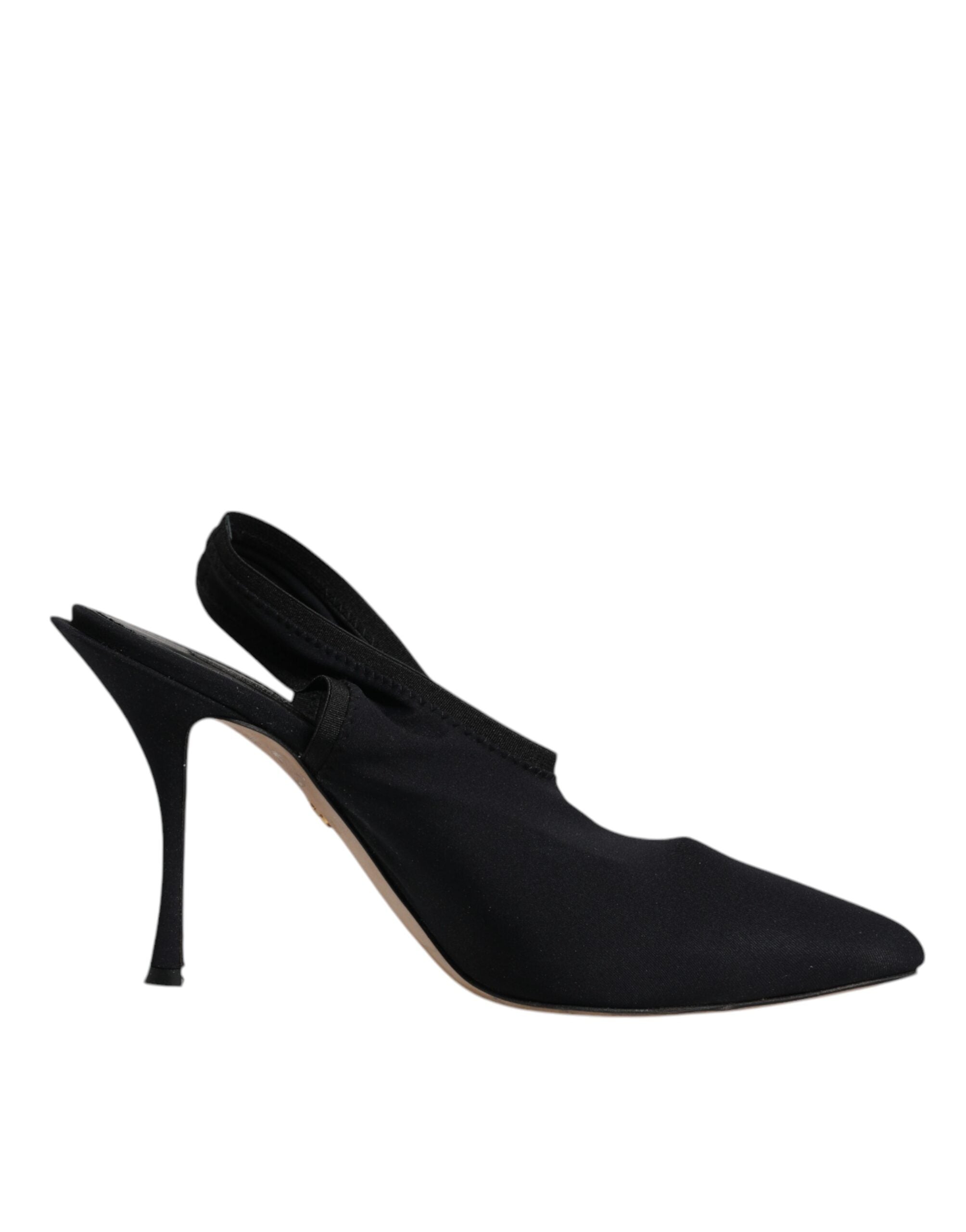 Dolce & Gabbana Black Jersey Stretch Heels Slingback Shoes LUNESCAPE