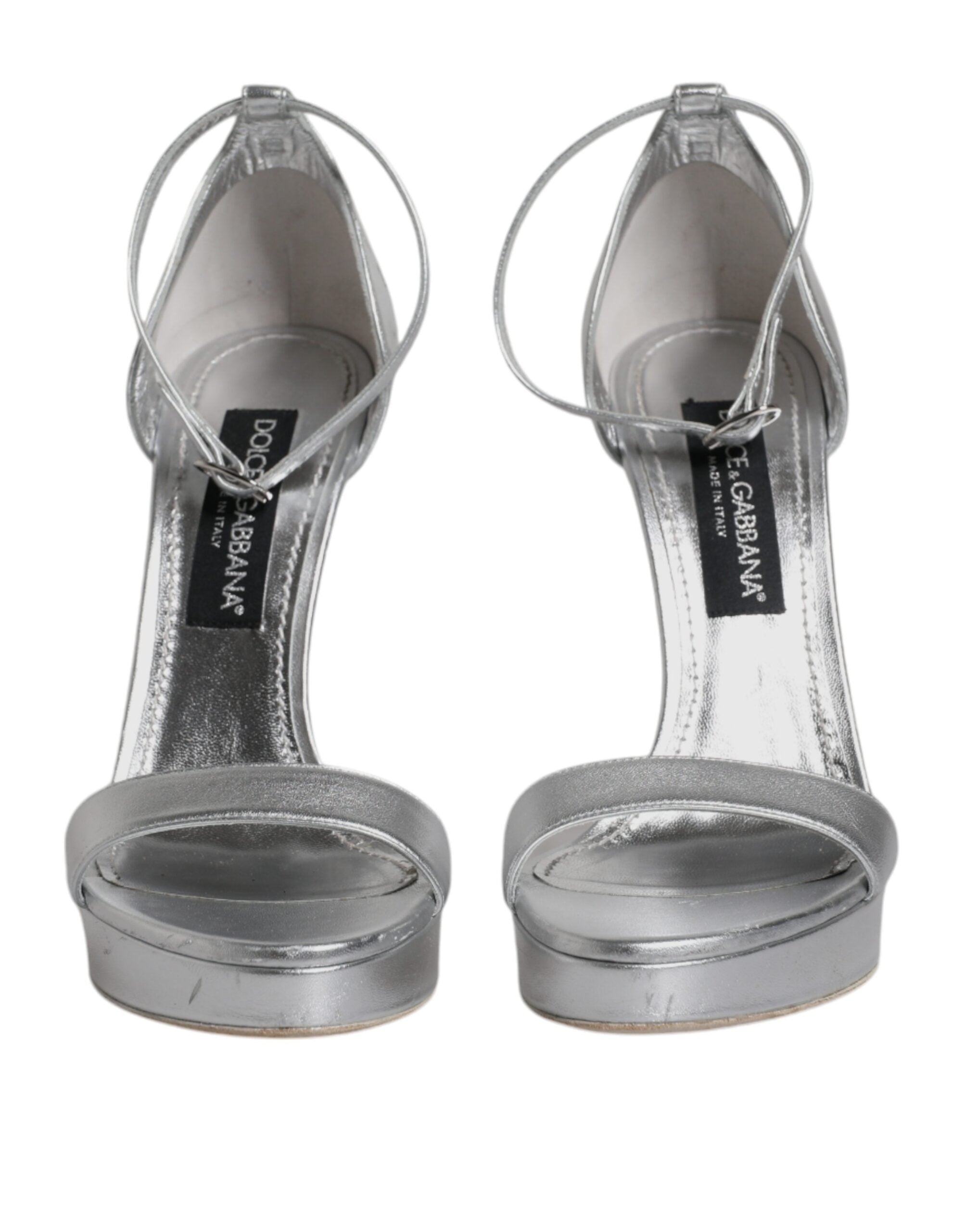 Dolce & Gabbana Silver Leather Platform Keira Sandals Shoes LUNESCAPE