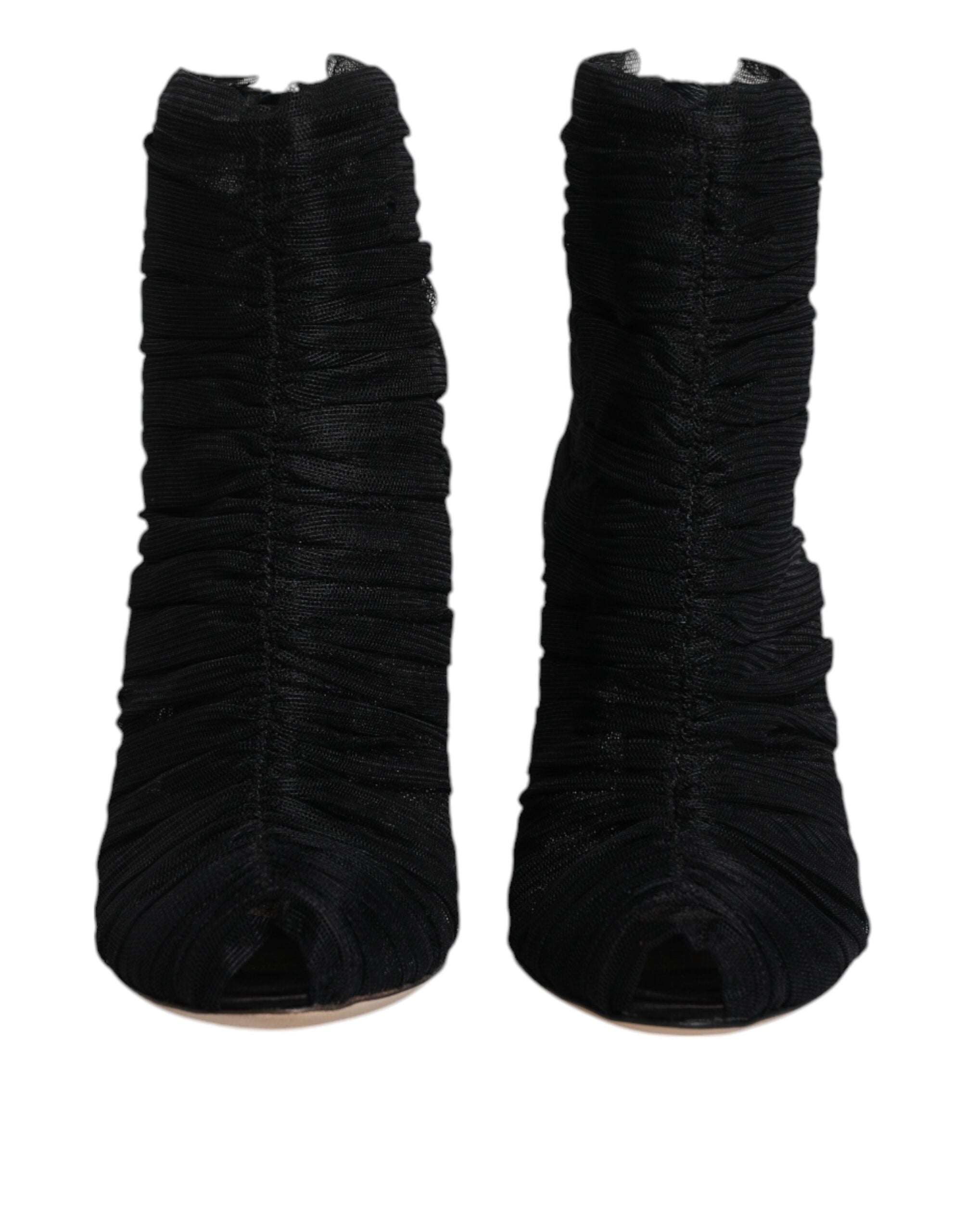 Dolce & Gabbana Black Mesh Stiletto Heels Ankle Boots Shoes LUNESCAPE