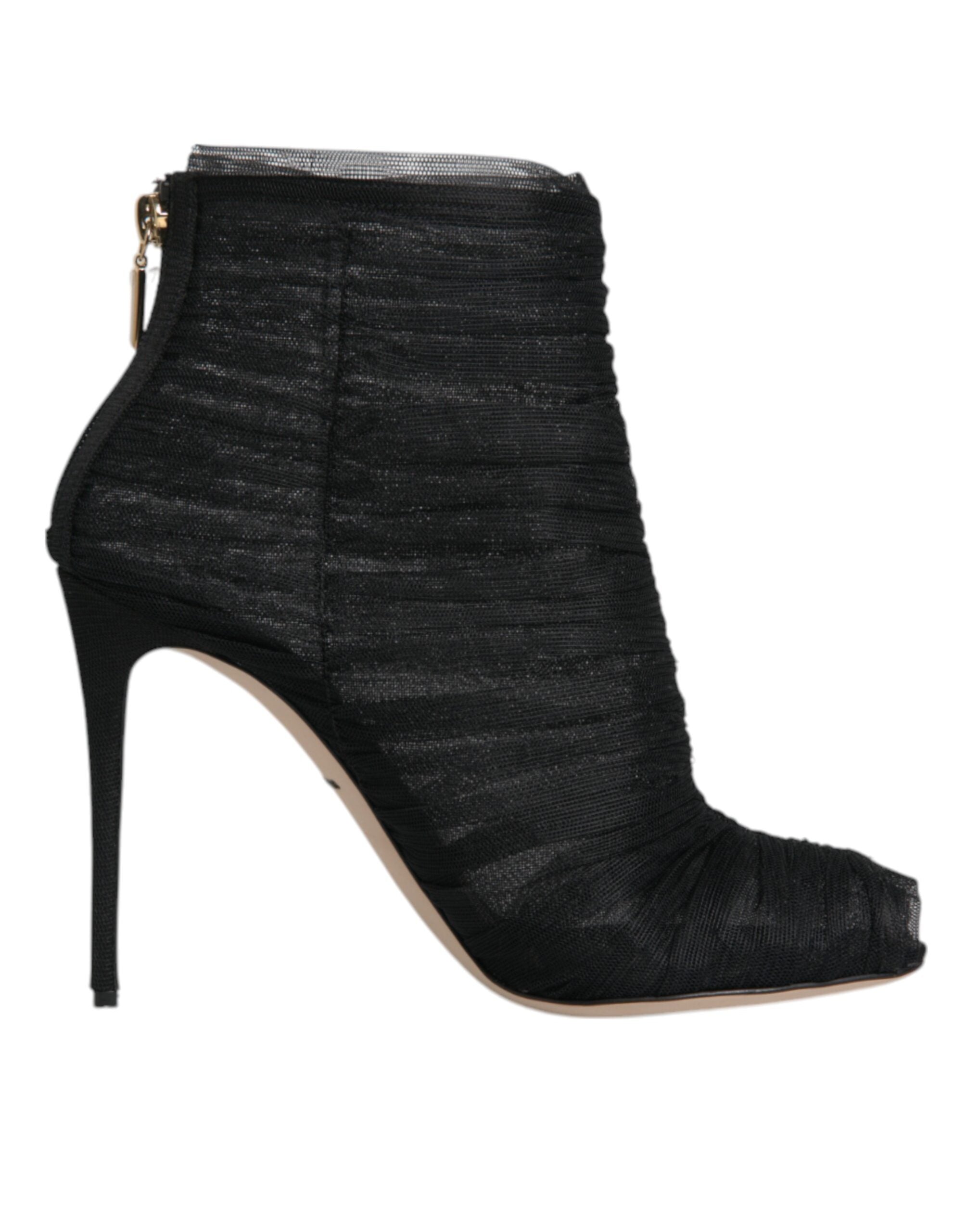 Dolce & Gabbana Black Mesh Stiletto Heels Ankle Boots Shoes LUNESCAPE