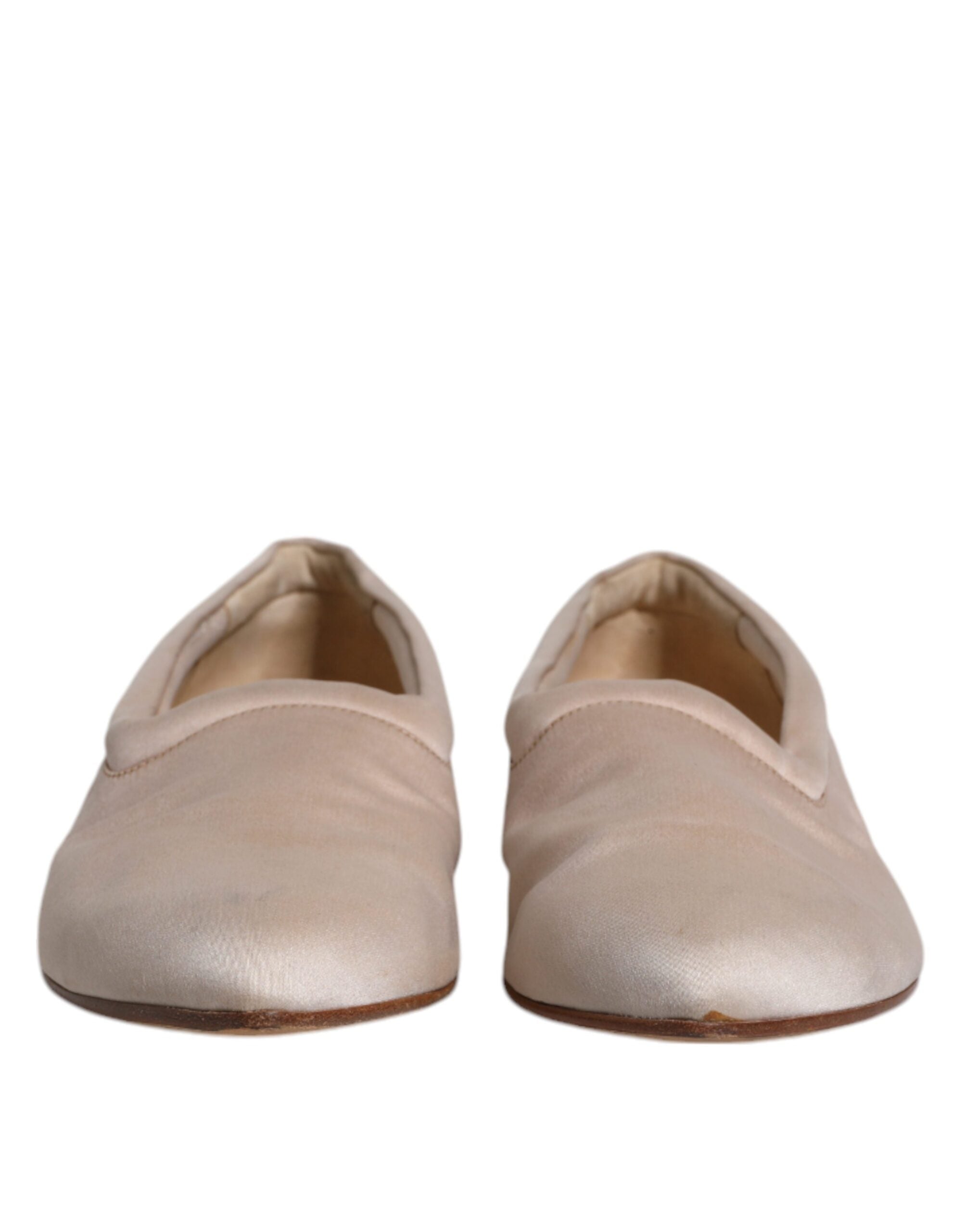 Dolce & Gabbana Beige Fabric Slip On Ballerina Flats Shoes LUNESCAPE