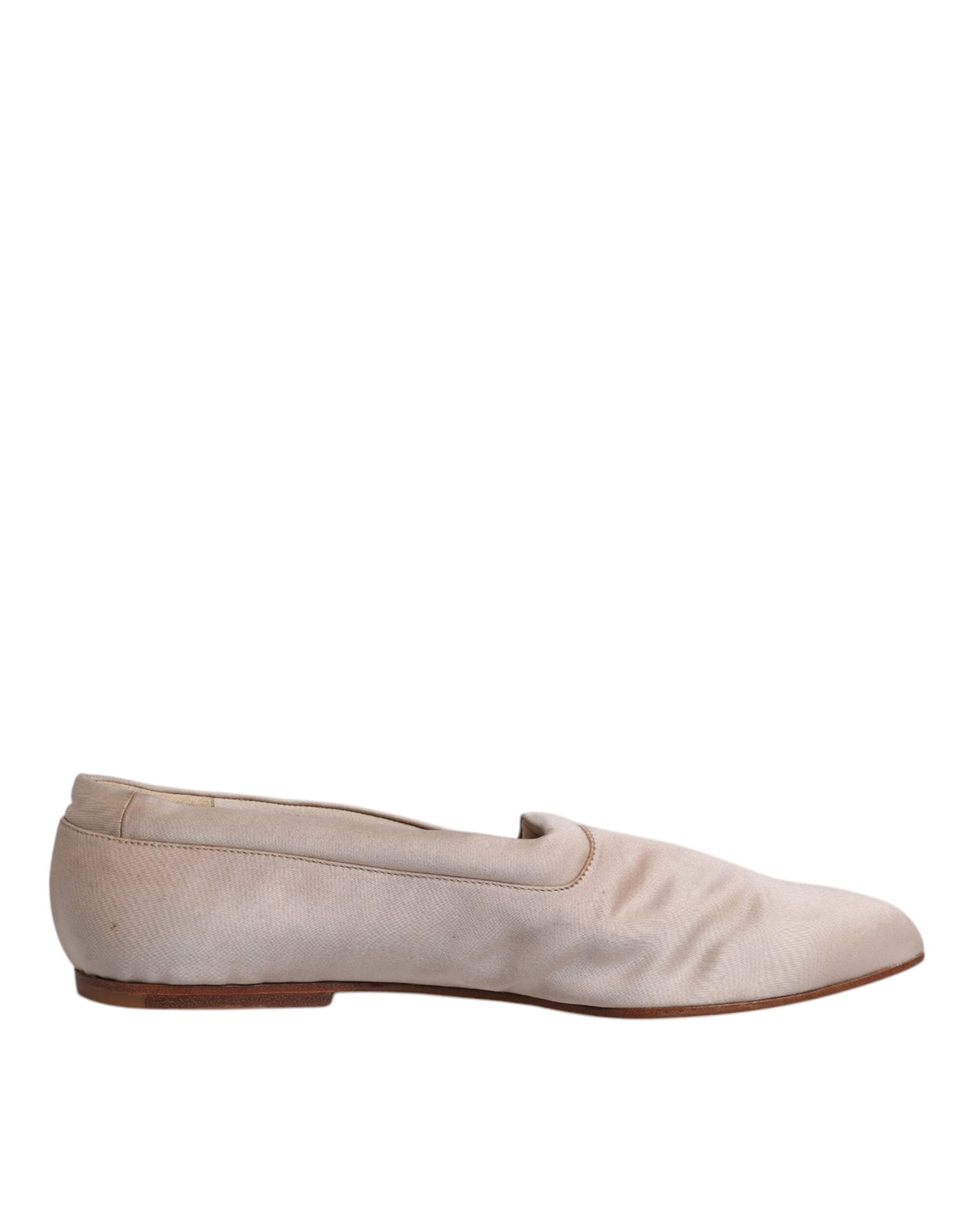 Dolce & Gabbana Beige Fabric Slip On Ballerina Flats Shoes LUNESCAPE