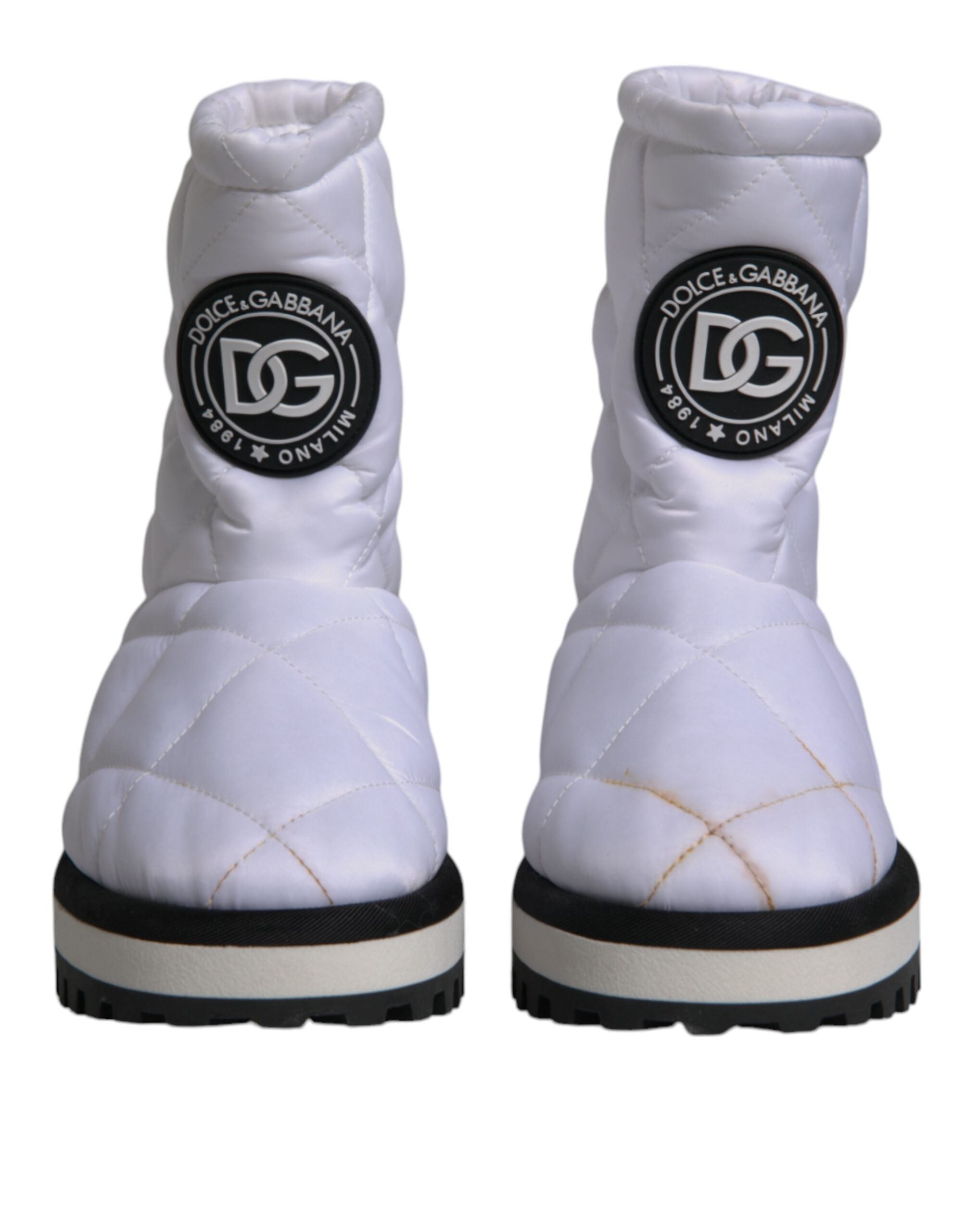 Dolce & Gabbana White Viscose Padded Mid Calf Boots Shoes LUNESCAPE